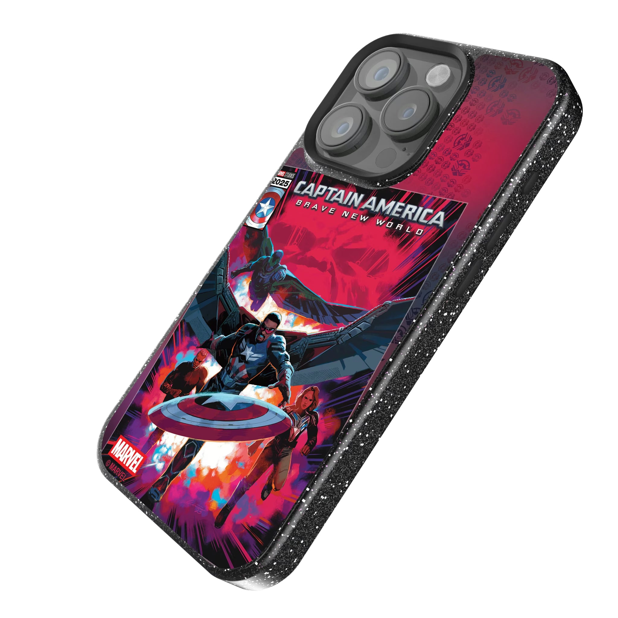 Marvel Avengers Sam Wilson Captain America Cover Art iPhone Bling Phone Case for Apple iPhone - Isometric View
