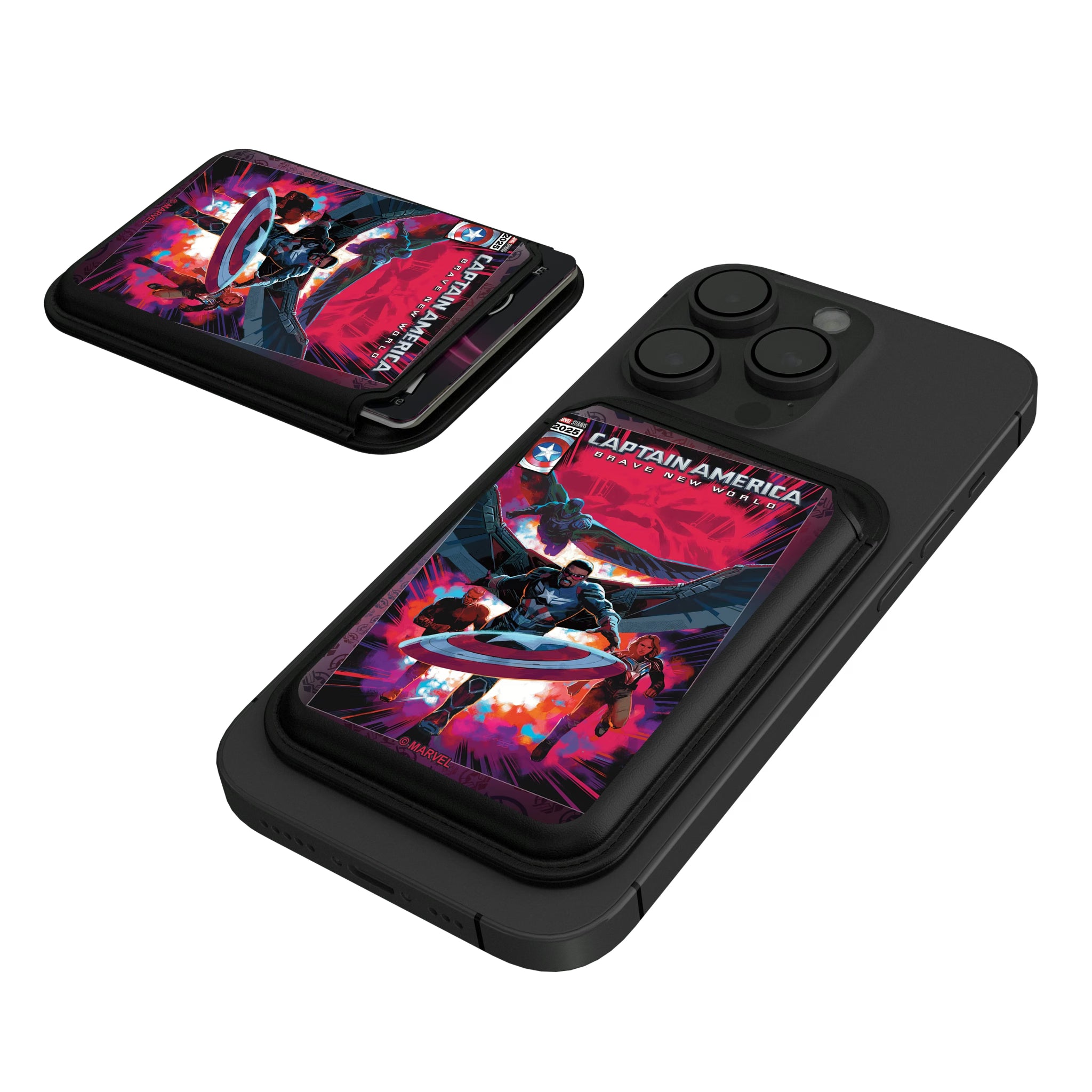 Marvel Avengers Sam Wilson Captain America Cover Art Black Magnetic Credit Card Wallet