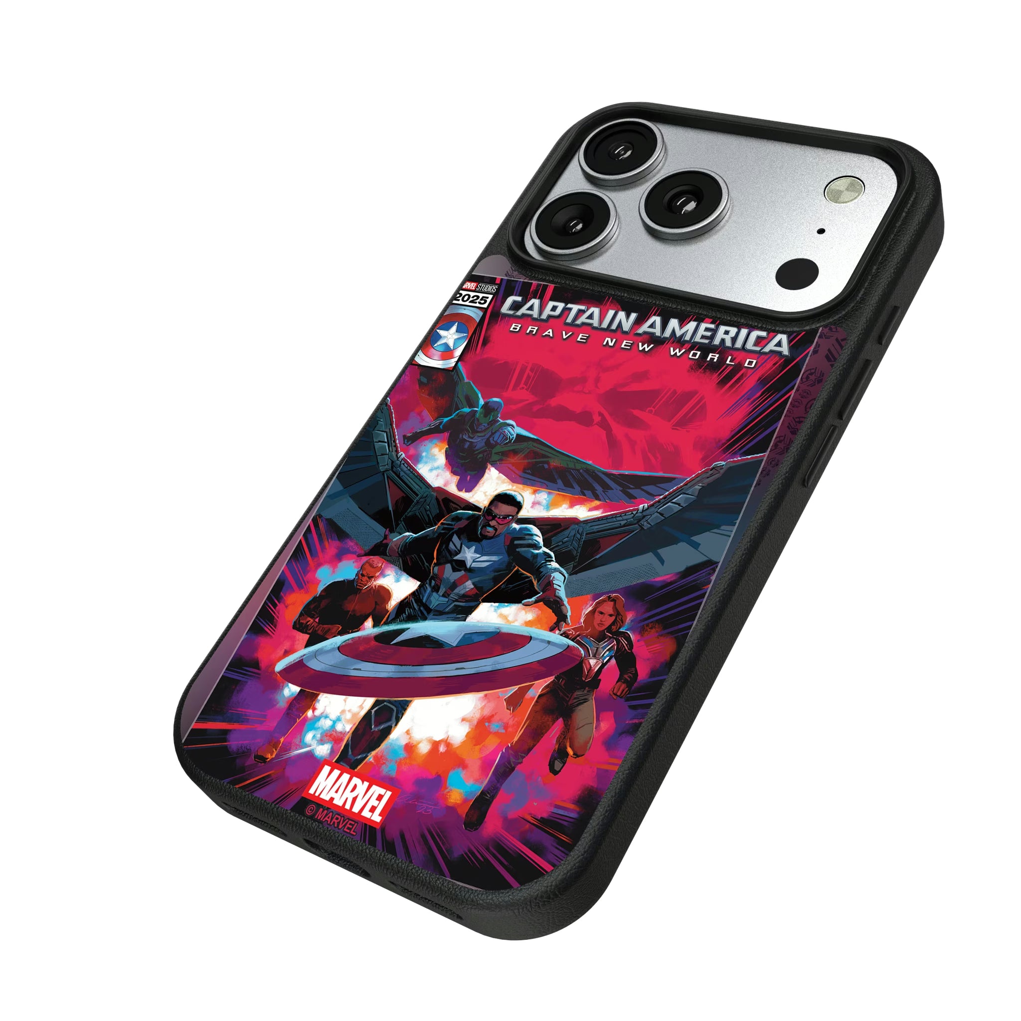 Marvel Avengers Sam Wilson Captain America Cover Art iPhone MagSafe Compatible Phone Case for Apple iPhone - Isometric View#Device_iPhone 17 Pro