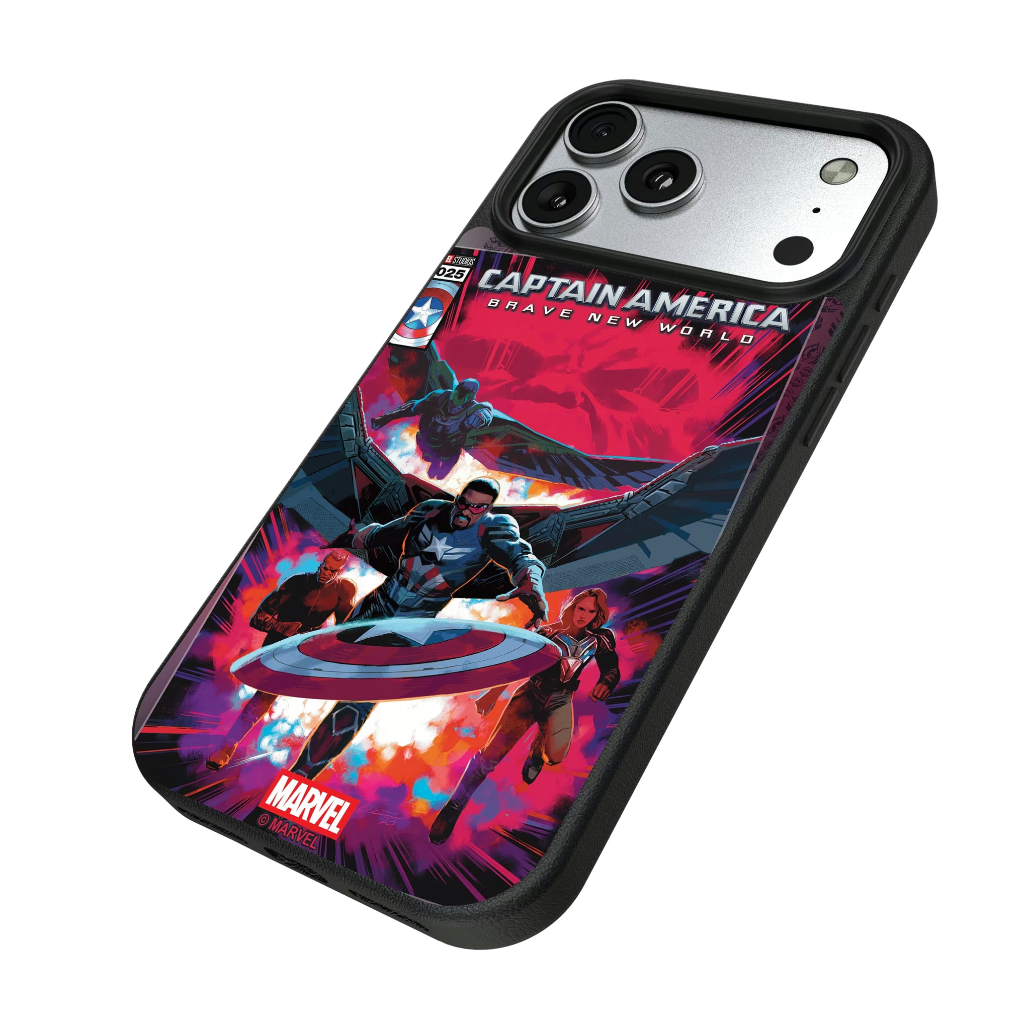 Marvel Avengers Sam Wilson Captain America Cover Art iPhone MagSafe Compatible Phone Case for Apple iPhone - Isometric View#Device_iPhone 17 Pro Max