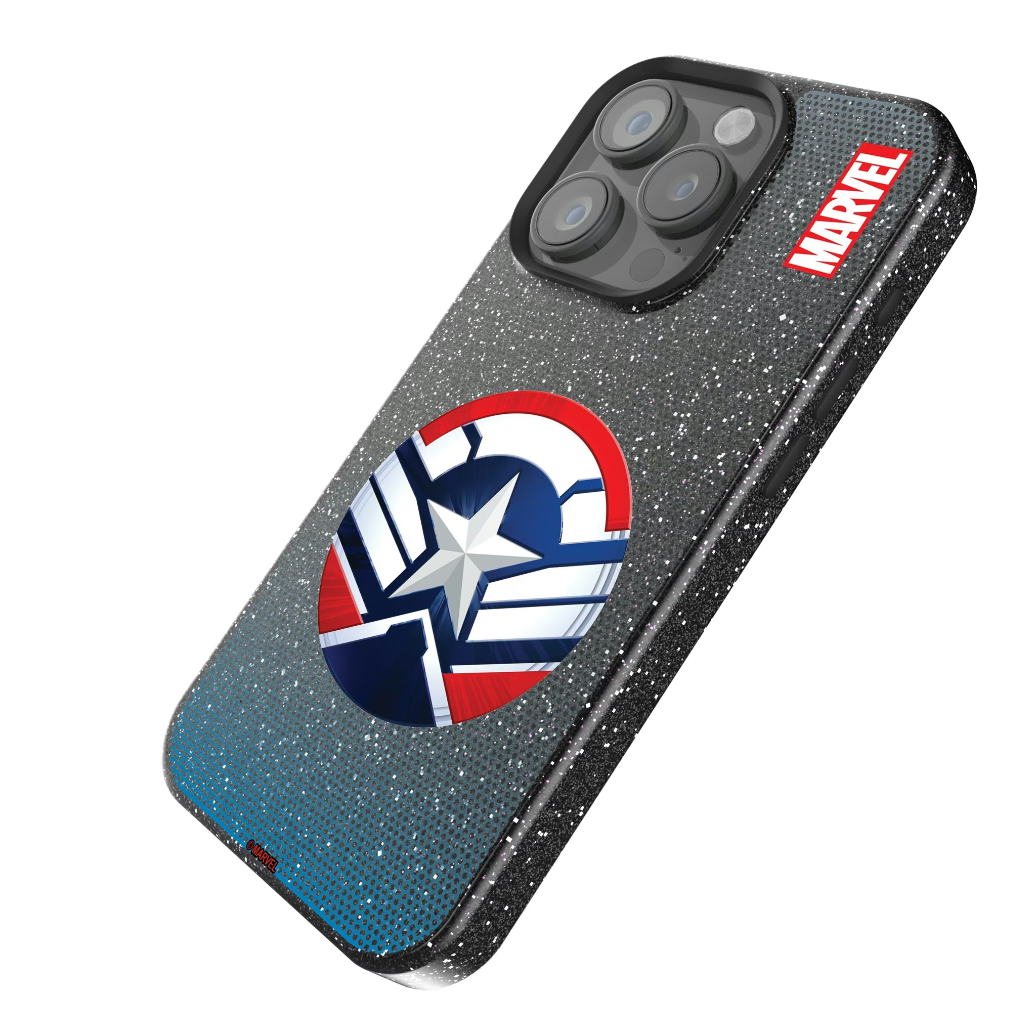 Marvel Avengers Sam Wilson Captain America Grid iPhone Bling Phone Case for Apple iPhone - Isometric View