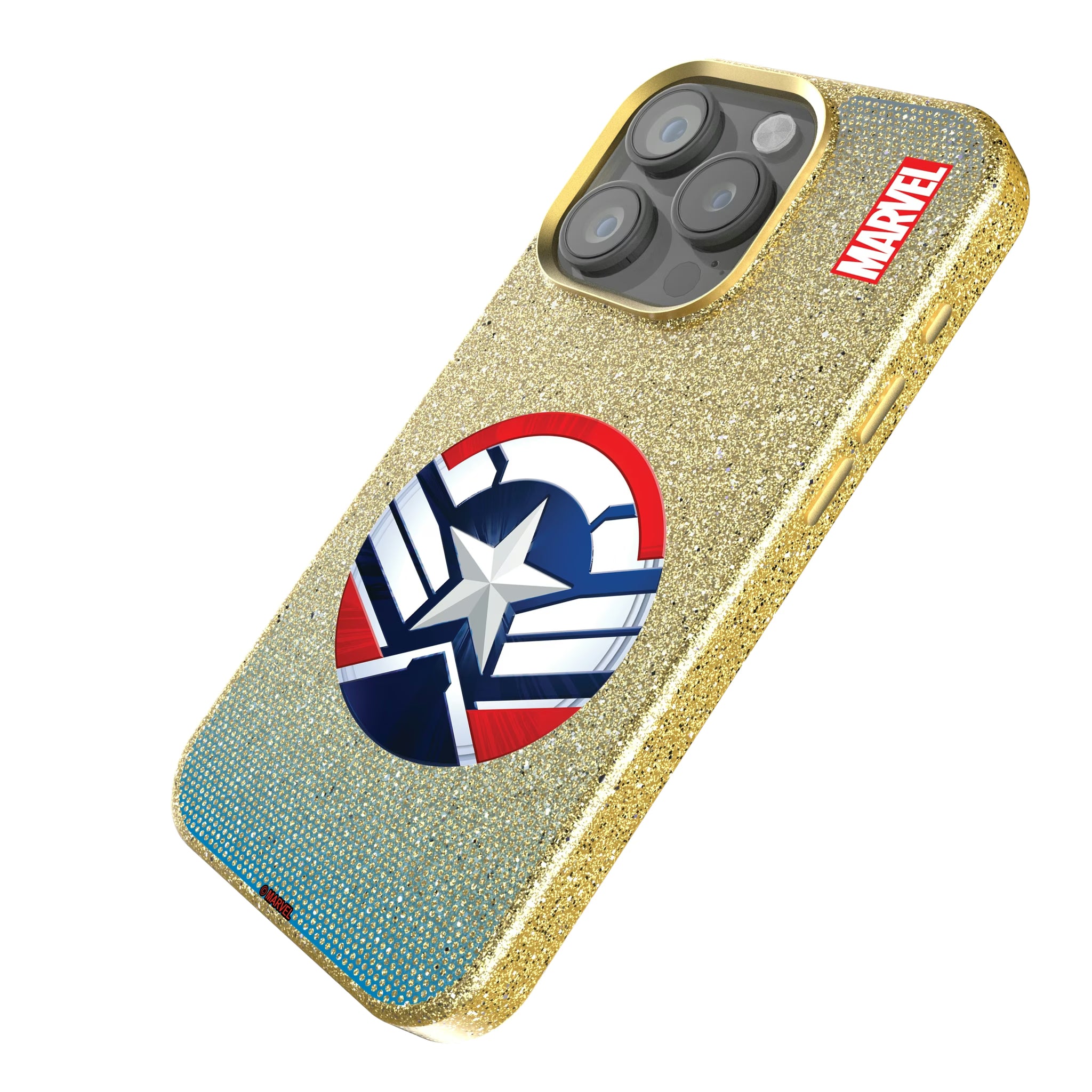 Marvel Avengers Sam Wilson Captain America Grid iPhone Bling Phone Case for Apple iPhone - Isometric View