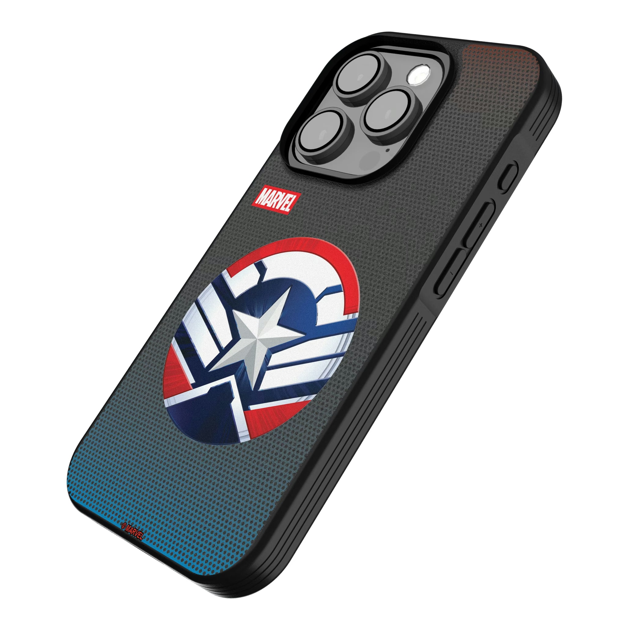 Marvel Avengers Sam Wilson Captain America Grid iPhone Bump Phone Case for Apple iPhone - Isometric View
