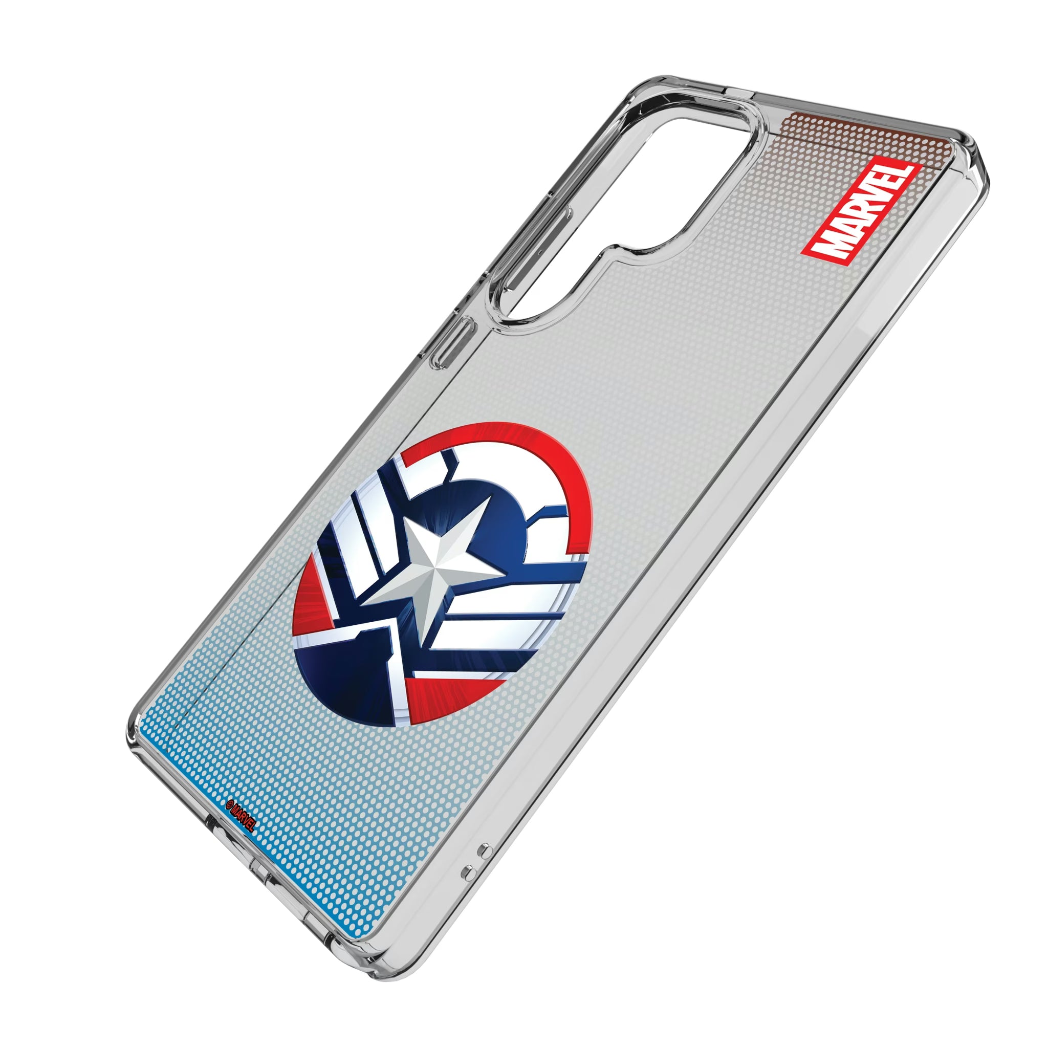 Marvel Avengers Sam Wilson Captain America Grid Galaxy Clear Phone Case for Samsung Galaxy - Isometric View