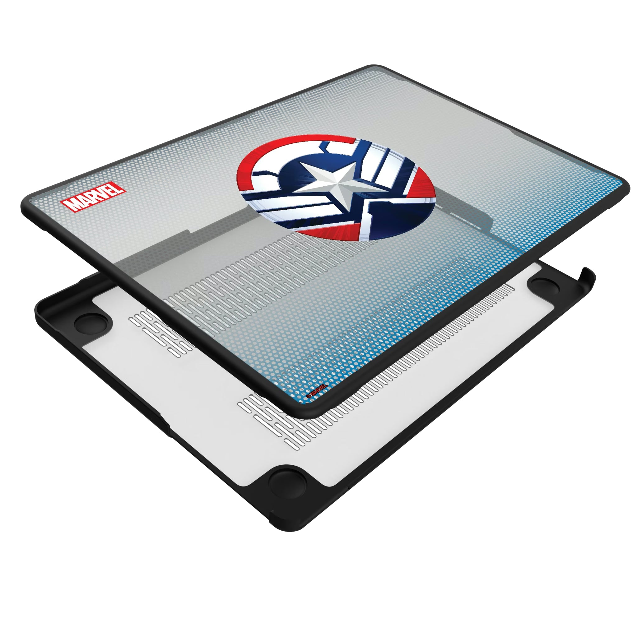 Marvel Avengers Sam Wilson Captain America Grid MacBook Laptop Case for Apple MacBook - Isometric View#Device_MacBook Pro (14-inch, 2021) / MacBook Pro (14-inch, 2023) / MacBook Pro (14-inch, 2024)
