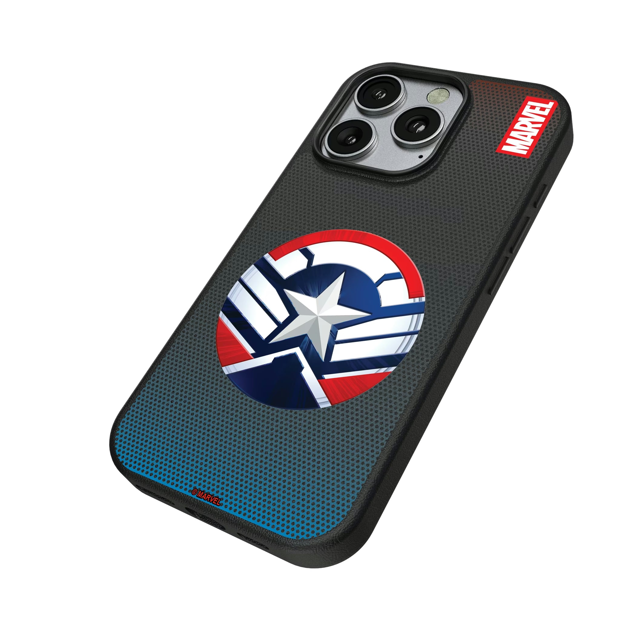 Marvel Avengers Sam Wilson Captain America Grid iPhone MagSafe Compatible Phone Case for Apple iPhone - Isometric View