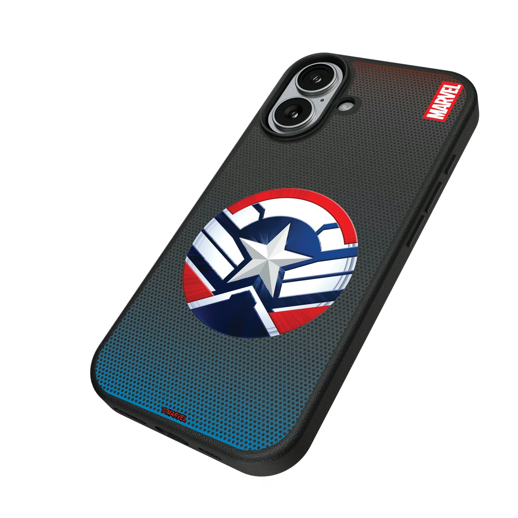 Marvel Avengers Sam Wilson Captain America Grid iPhone MagSafe Compatible Phone Case for Apple iPhone - Isometric View#Device_iPhone 17