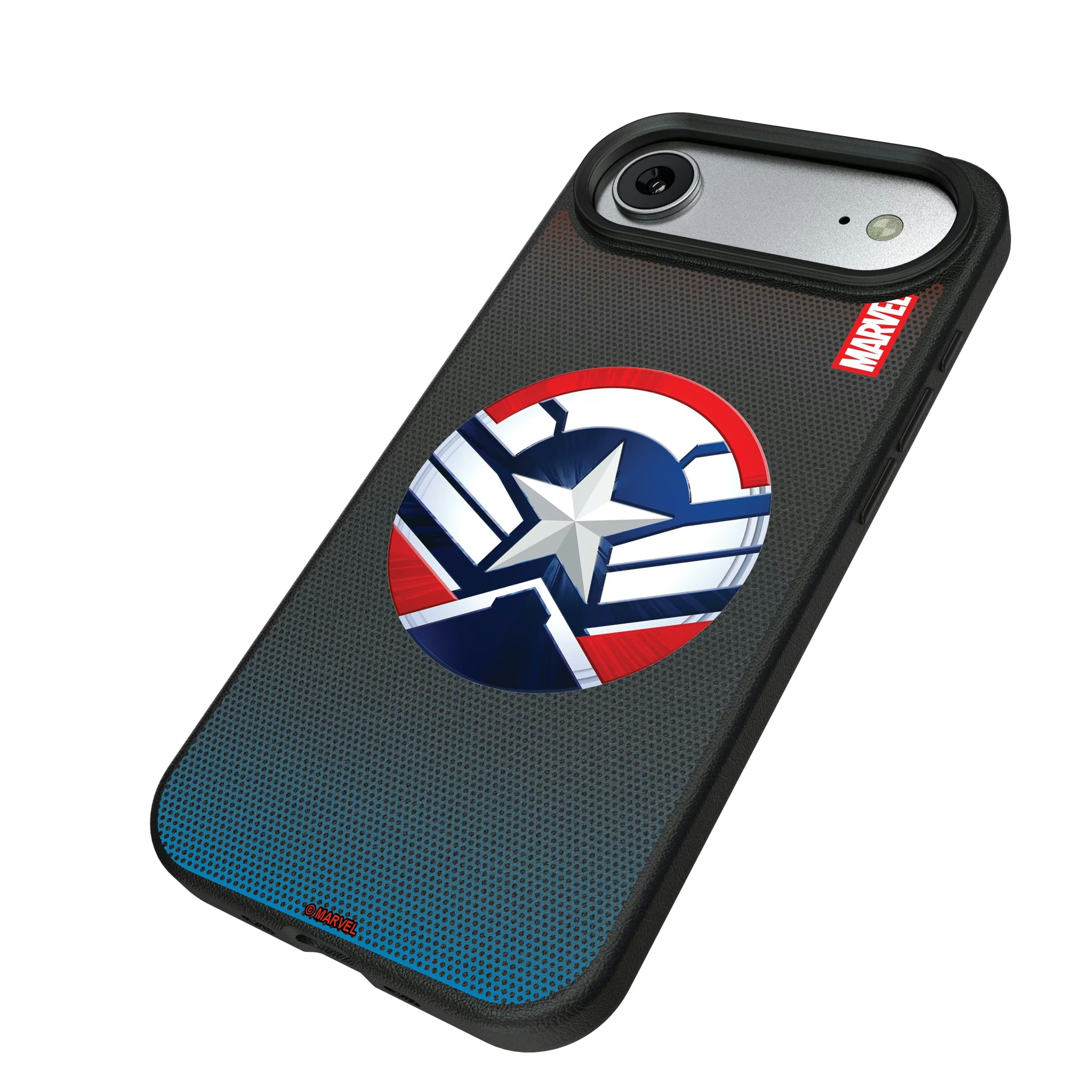 Marvel Avengers Sam Wilson Captain America Grid iPhone MagSafe Compatible Phone Case for Apple iPhone - Isometric View#Device_iPhone Air