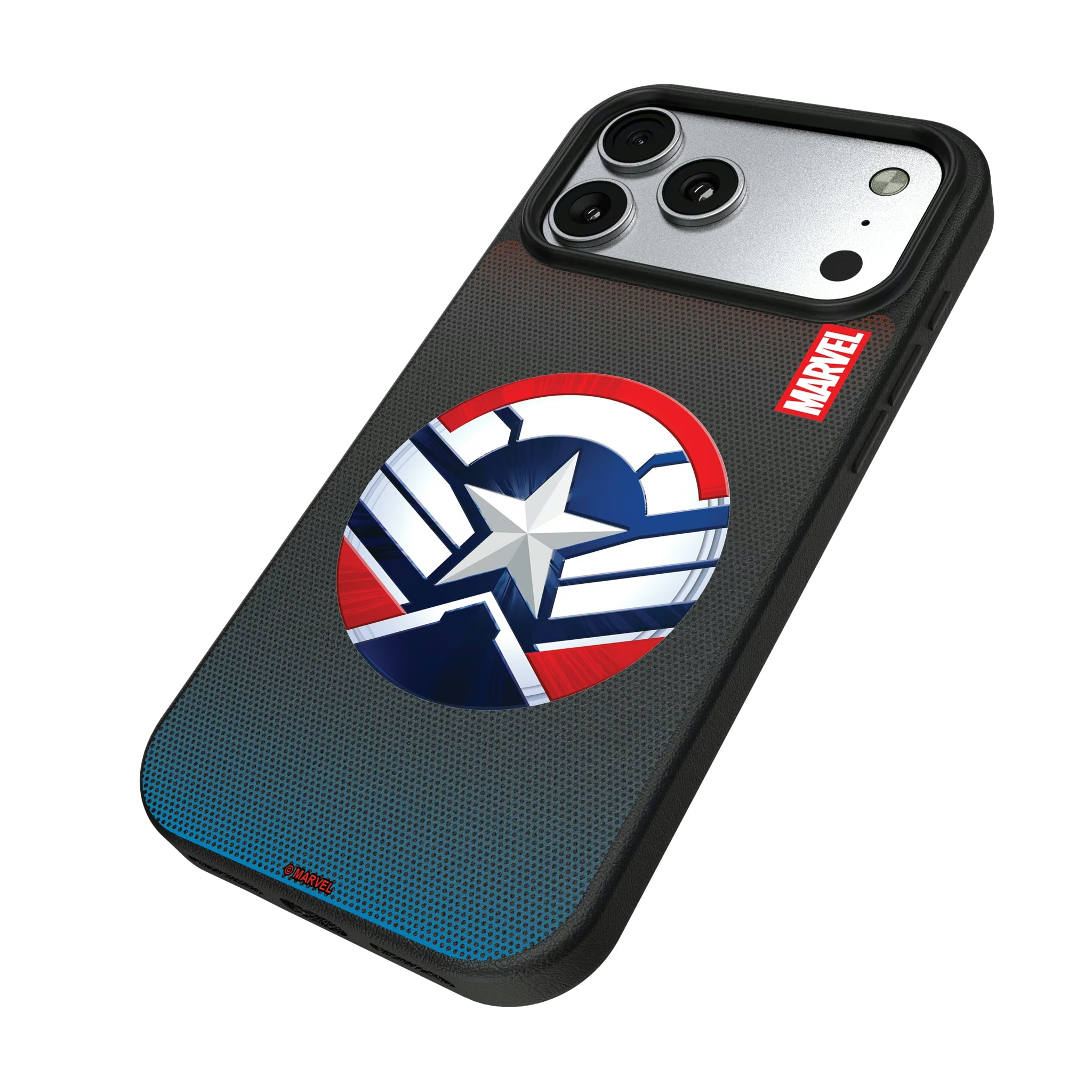Marvel Avengers Sam Wilson Captain America Grid iPhone MagSafe Compatible Phone Case for Apple iPhone - Isometric View#Device_iPhone 17 Pro Max