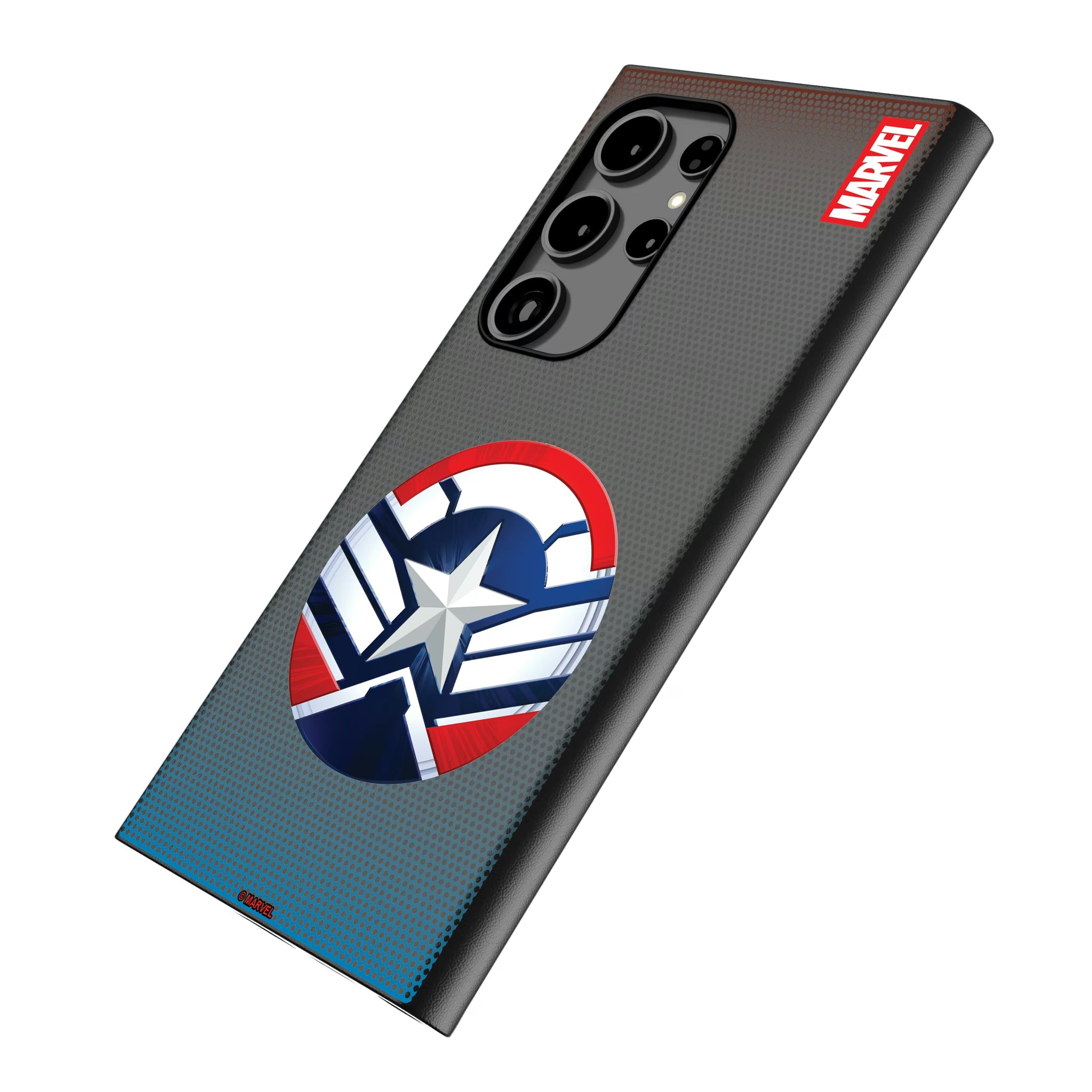 Marvel Avengers Sam Wilson Captain America Grid Galaxy MagSafe Compatible Phone Case for Samsung Galaxy - Isometric View