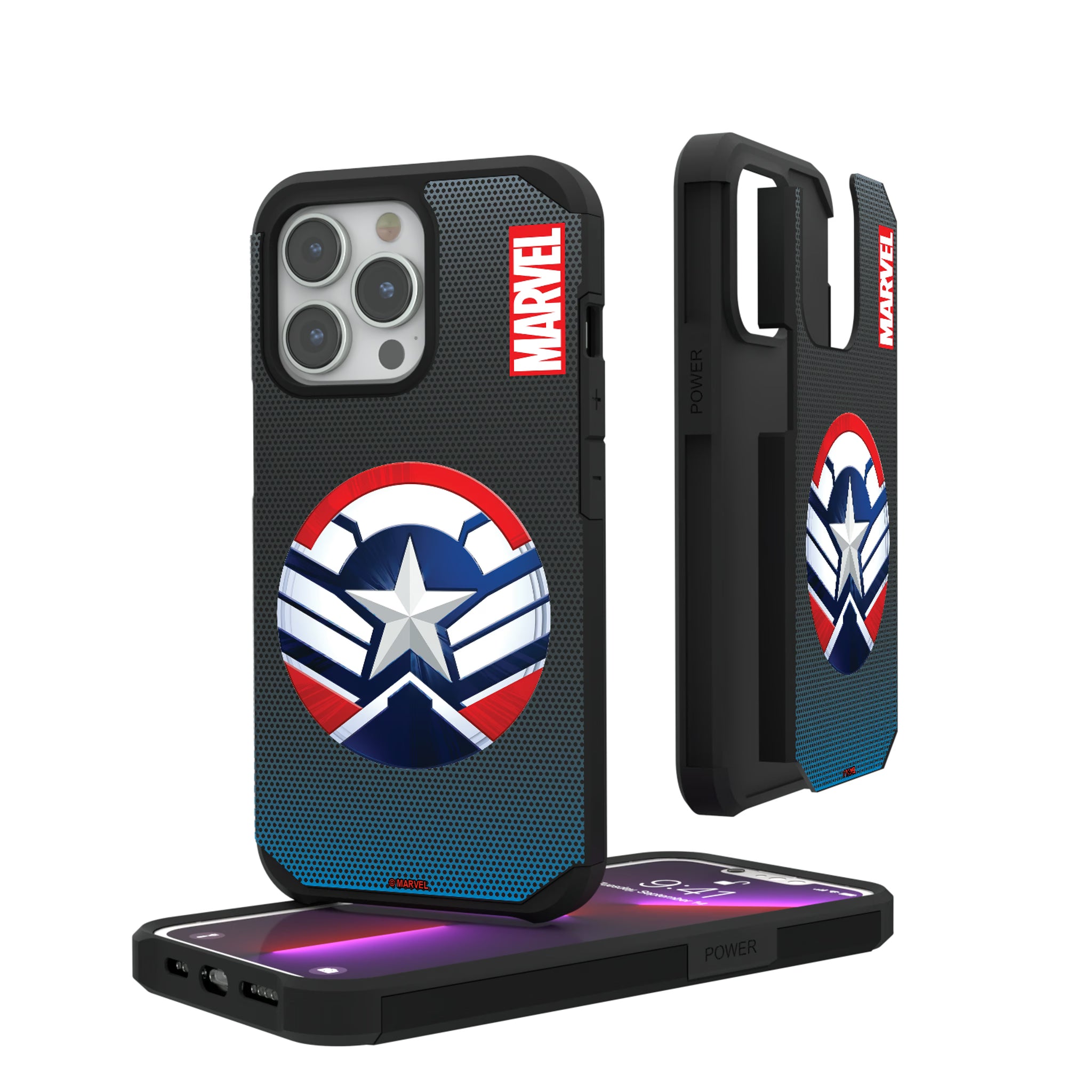 Marvel Avengers Sam Wilson Captain America Grid iPhone Rugged Phone Case for Apple iPhone#Device_iPhone 13 Pro