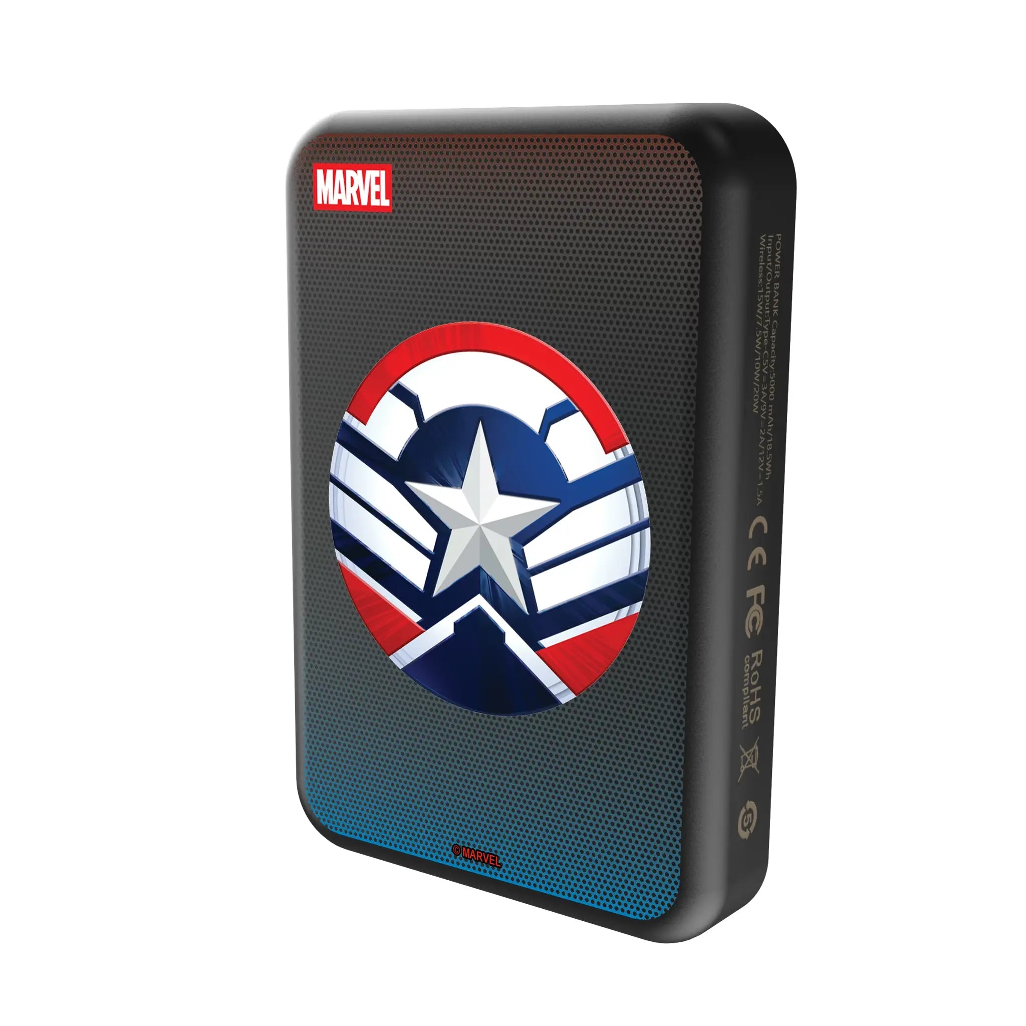 Marvel Avengers Sam Wilson Captain America Grid Wireless Mag Power Bank