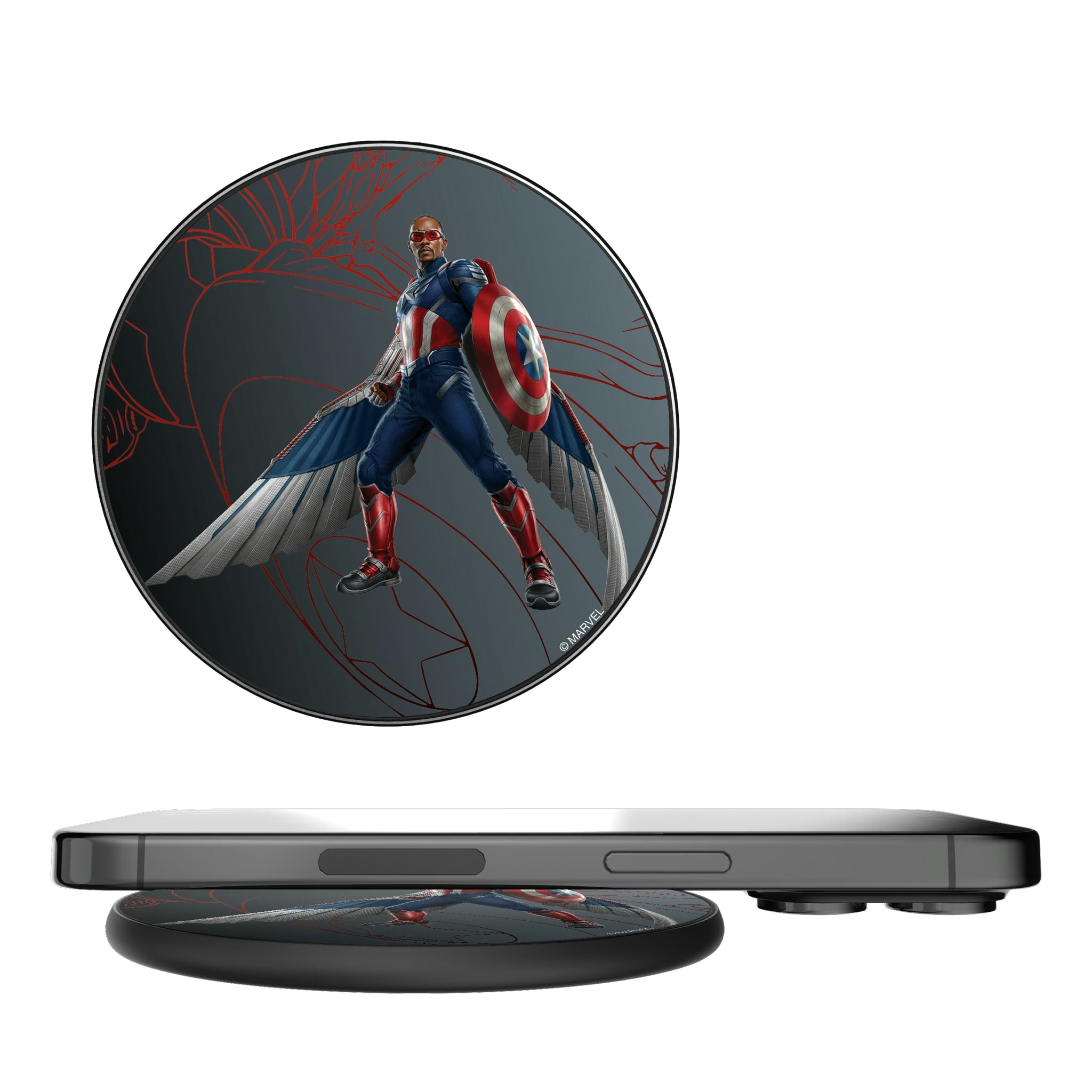 Marvel Avengers Sam Wilson Captain America MechLine 15-Watt Wireless Charger