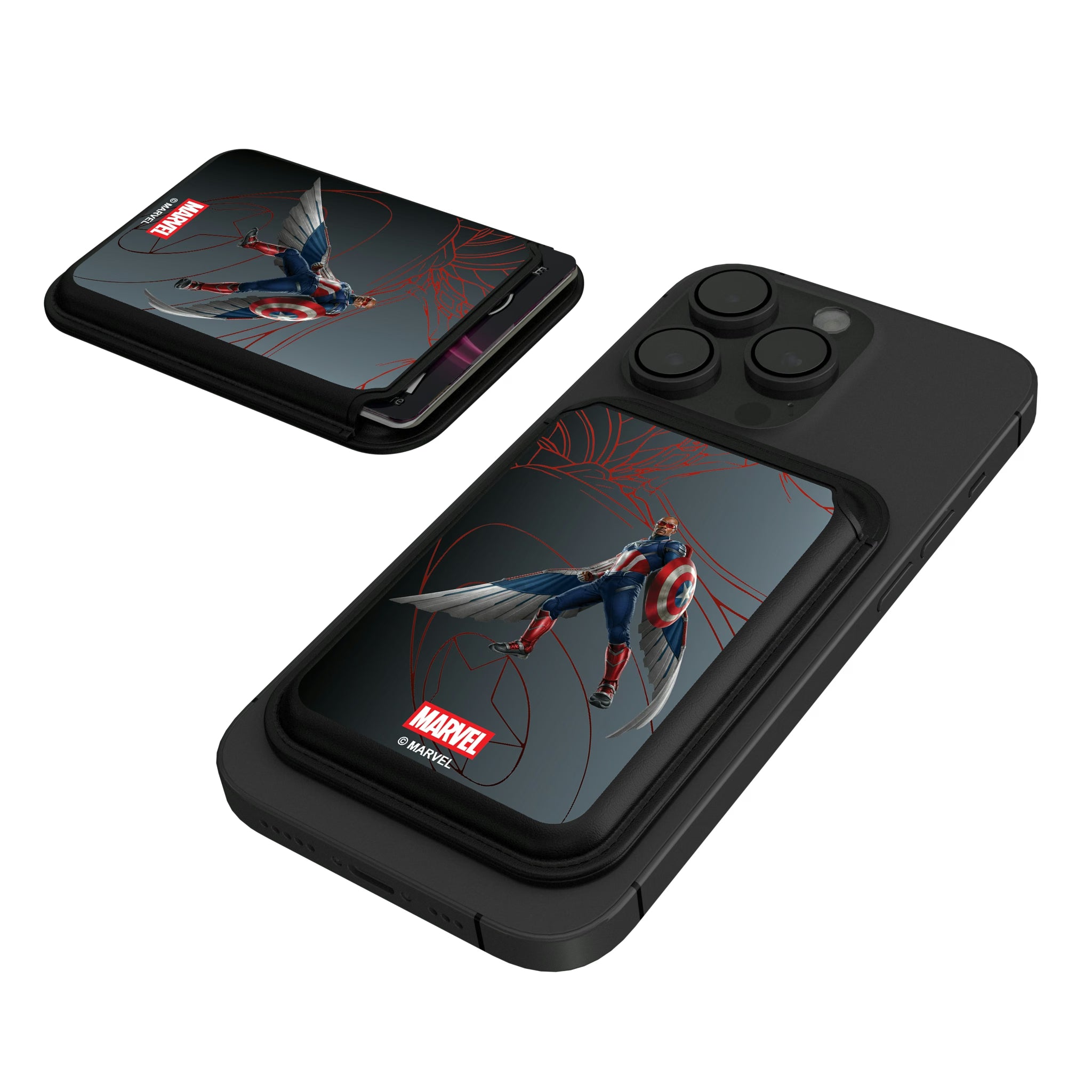 Marvel Avengers Sam Wilson Captain America MechLine Black Magnetic Credit Card Wallet