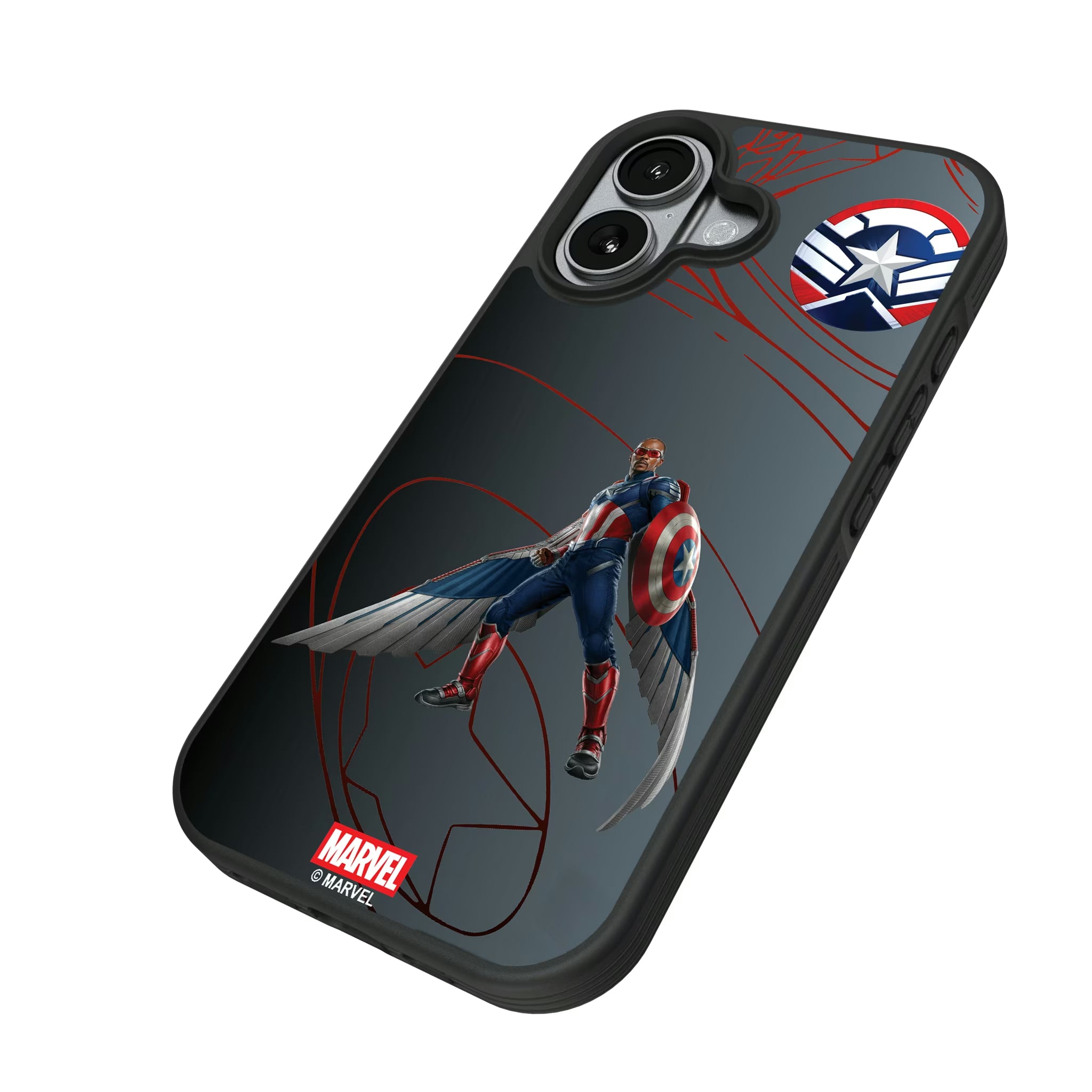Marvel Avengers Sam Wilson Captain America MechLine iPhone Bump Phone Case for Apple iPhone - Isometric View#Device_iPhone 17
