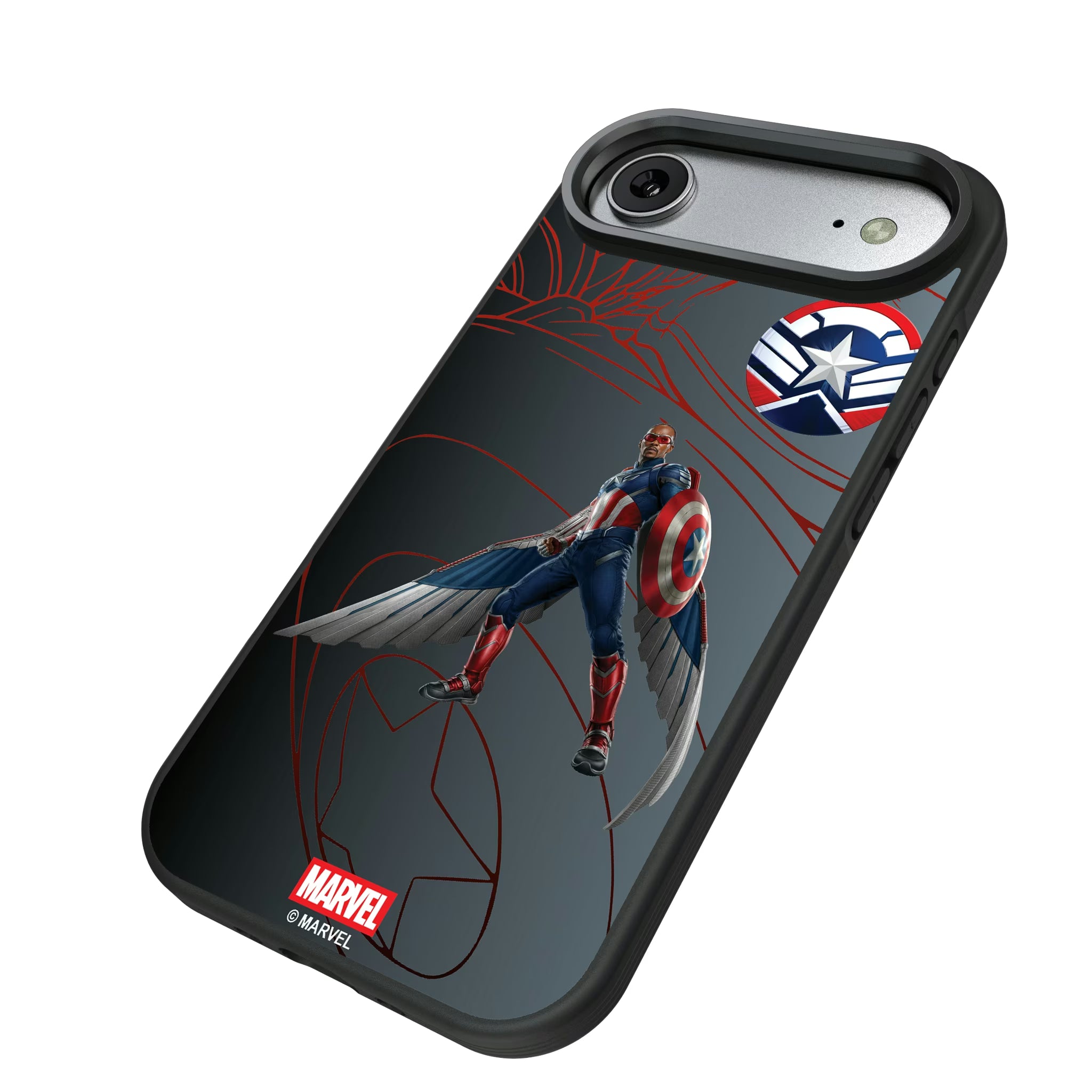 Marvel Avengers Sam Wilson Captain America MechLine iPhone Bump Phone Case for Apple iPhone - Isometric View#Device_iPhone Air