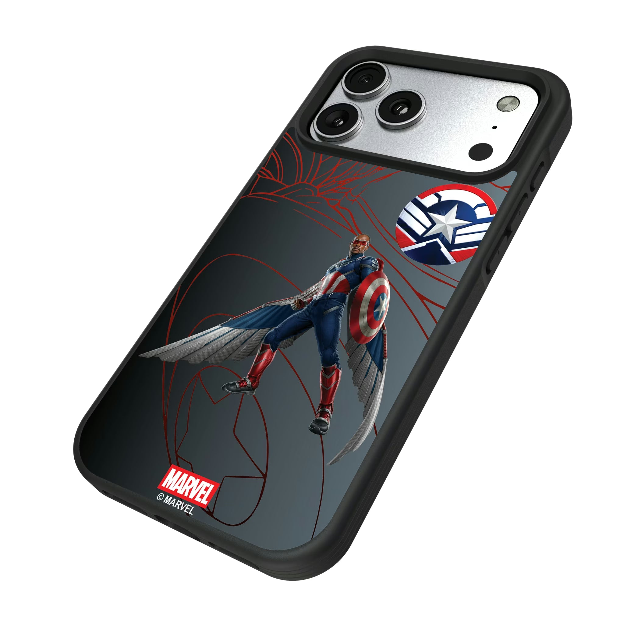 Marvel Avengers Sam Wilson Captain America MechLine iPhone Bump Phone Case for Apple iPhone - Isometric View#Device_iPhone 17 Pro Max