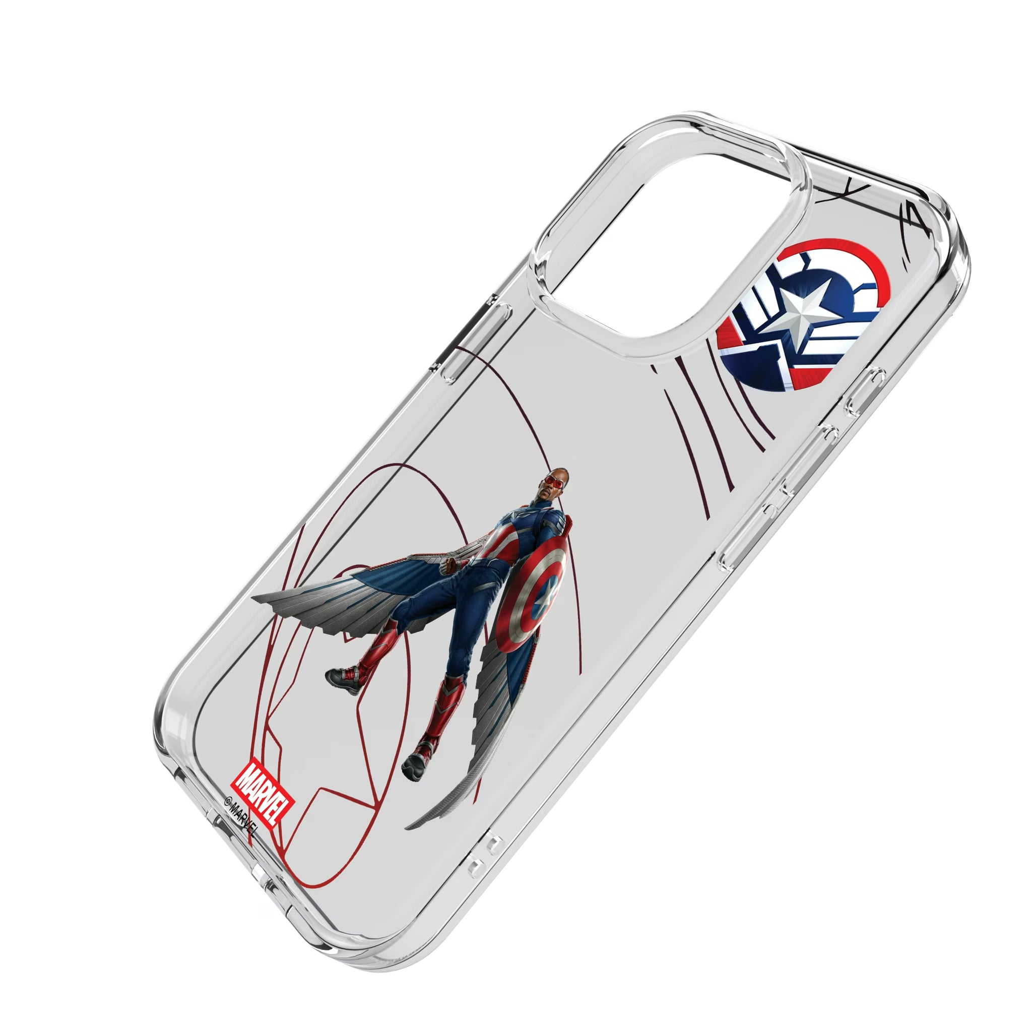 Marvel Avengers Sam Wilson Captain America MechLine iPhone Clear Phone Case for Apple iPhone - Isometric View
