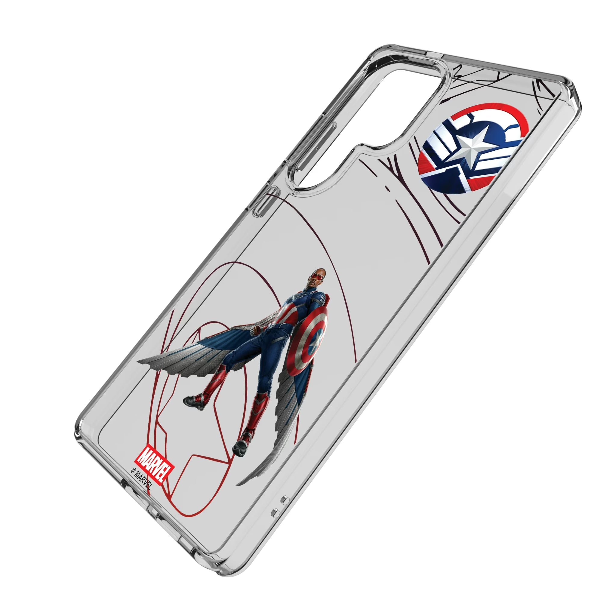 Marvel Avengers Sam Wilson Captain America MechLine Galaxy Clear Phone Case for Samsung Galaxy - Isometric View