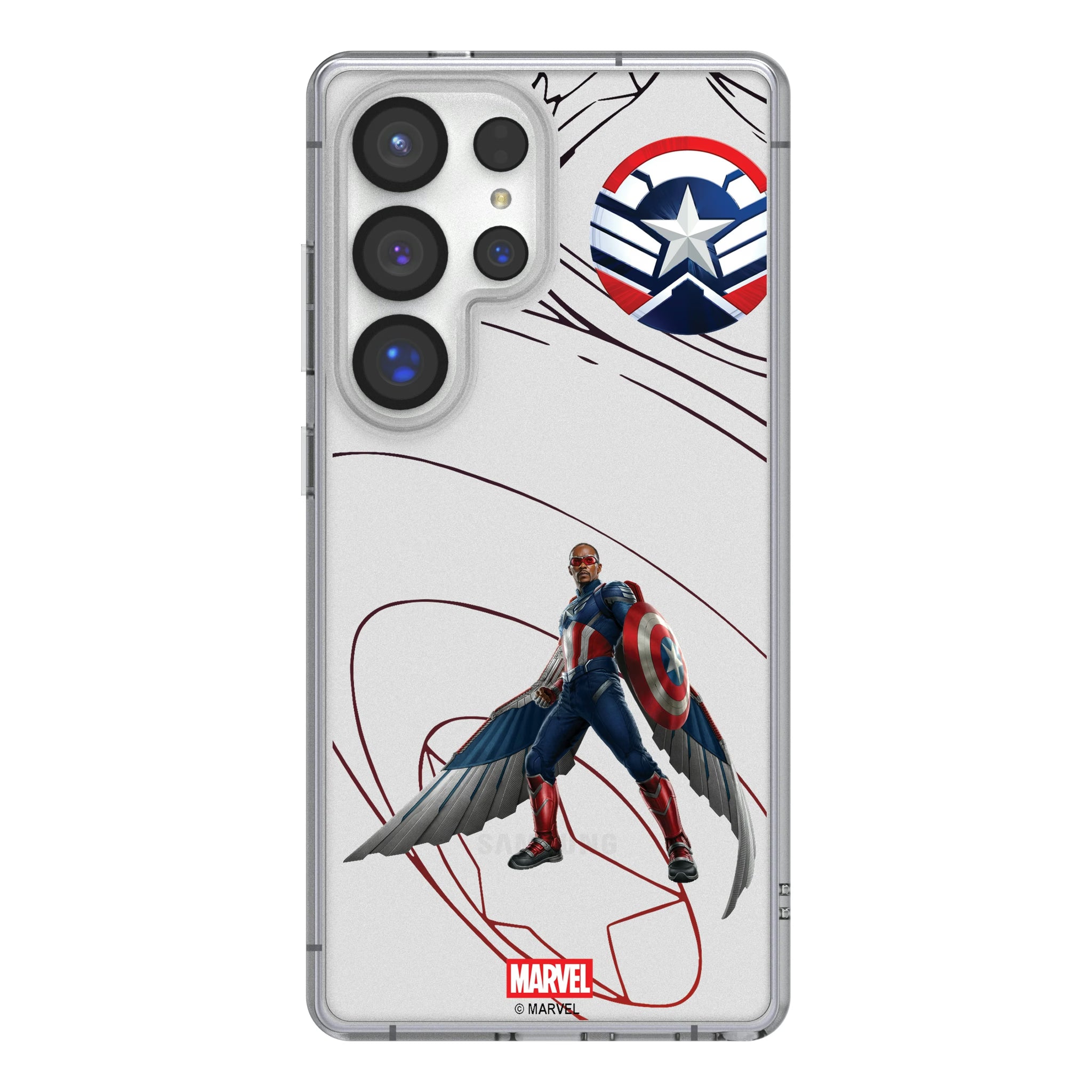 Marvel Avengers Sam Wilson Captain America MechLine Galaxy Clear Phone Case for Samsung Galaxy