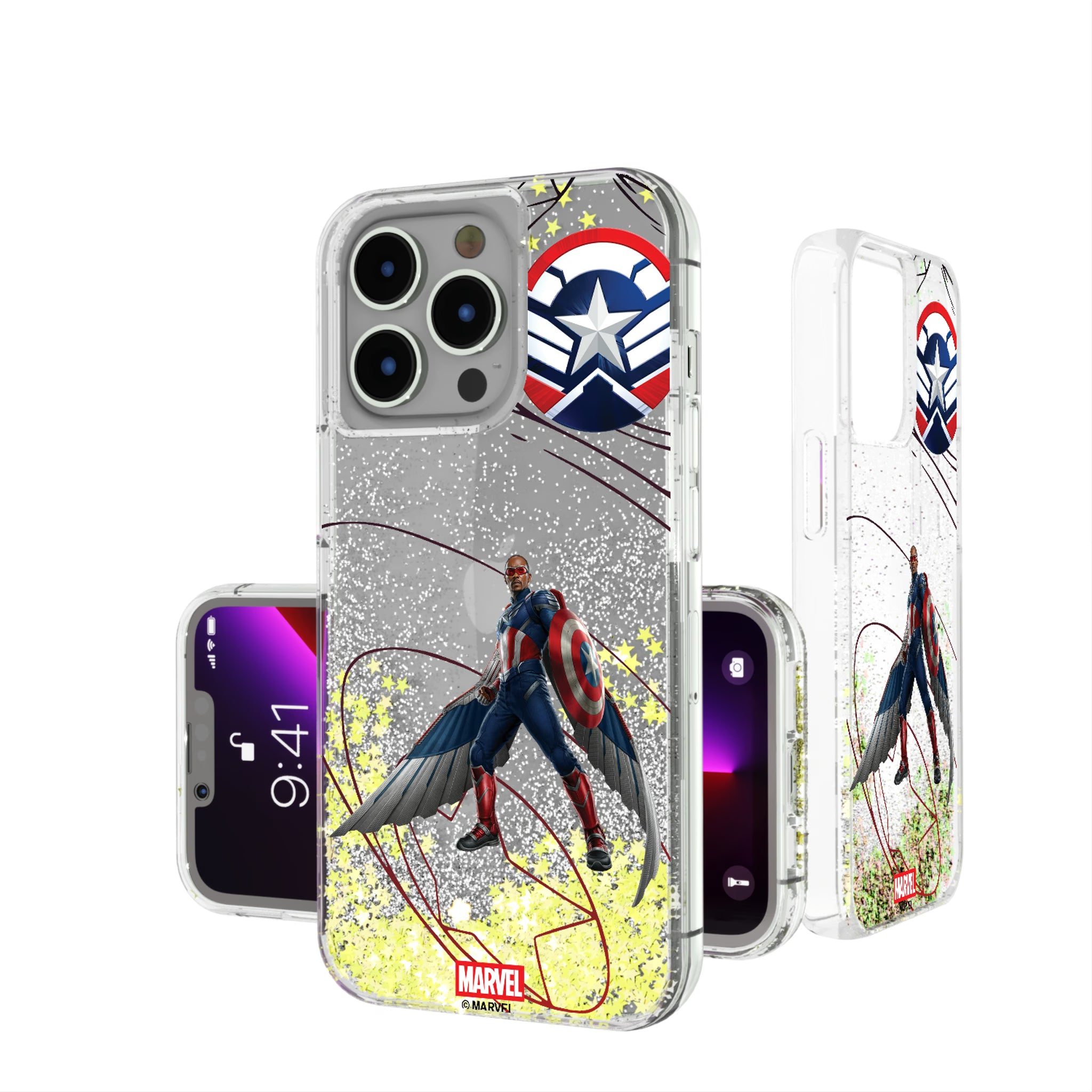 Marvel Avengers Sam Wilson Captain America MechLine iPhone Glitter Phone Case for Apple iPhone