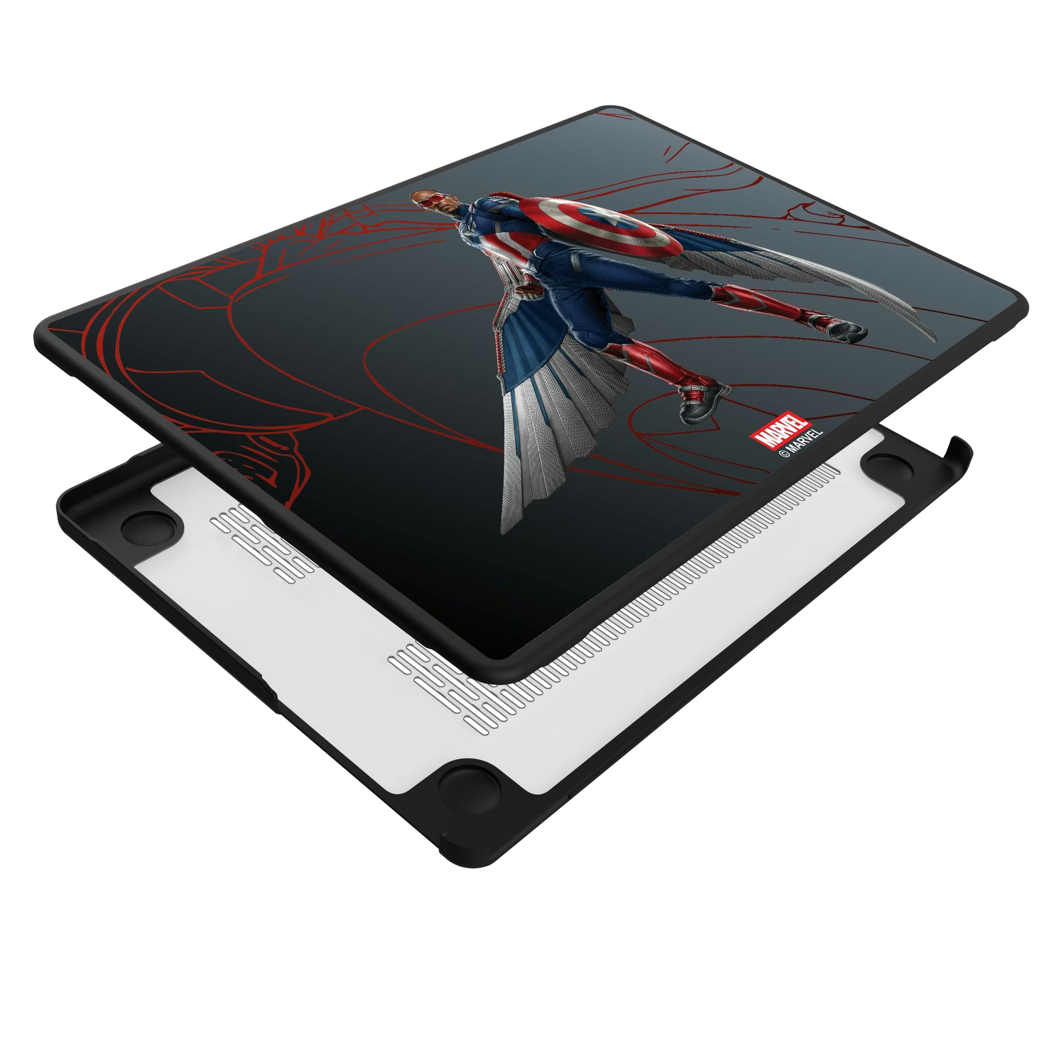Marvel Avengers Sam Wilson Captain America MechLine MacBook Laptop Case for Apple MacBook - Isometric View#Device_MacBook Pro (14-inch, 2021) / MacBook Pro (14-inch, 2023) / MacBook Pro (14-inch, 2024)
