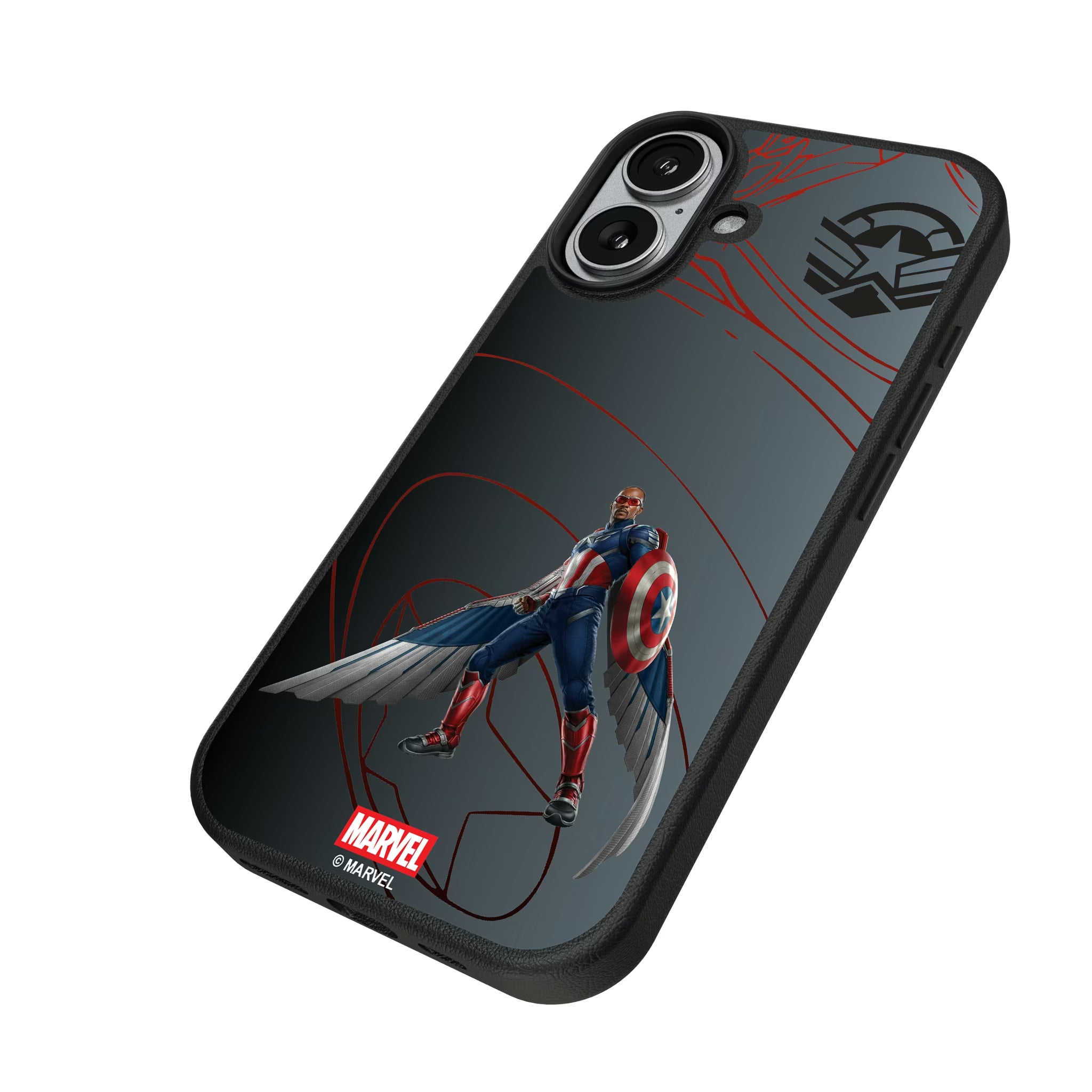 Marvel Avengers Sam Wilson Captain America MechLine iPhone MagSafe Compatible Phone Case for Apple iPhone - Isometric View#Device_iPhone 17