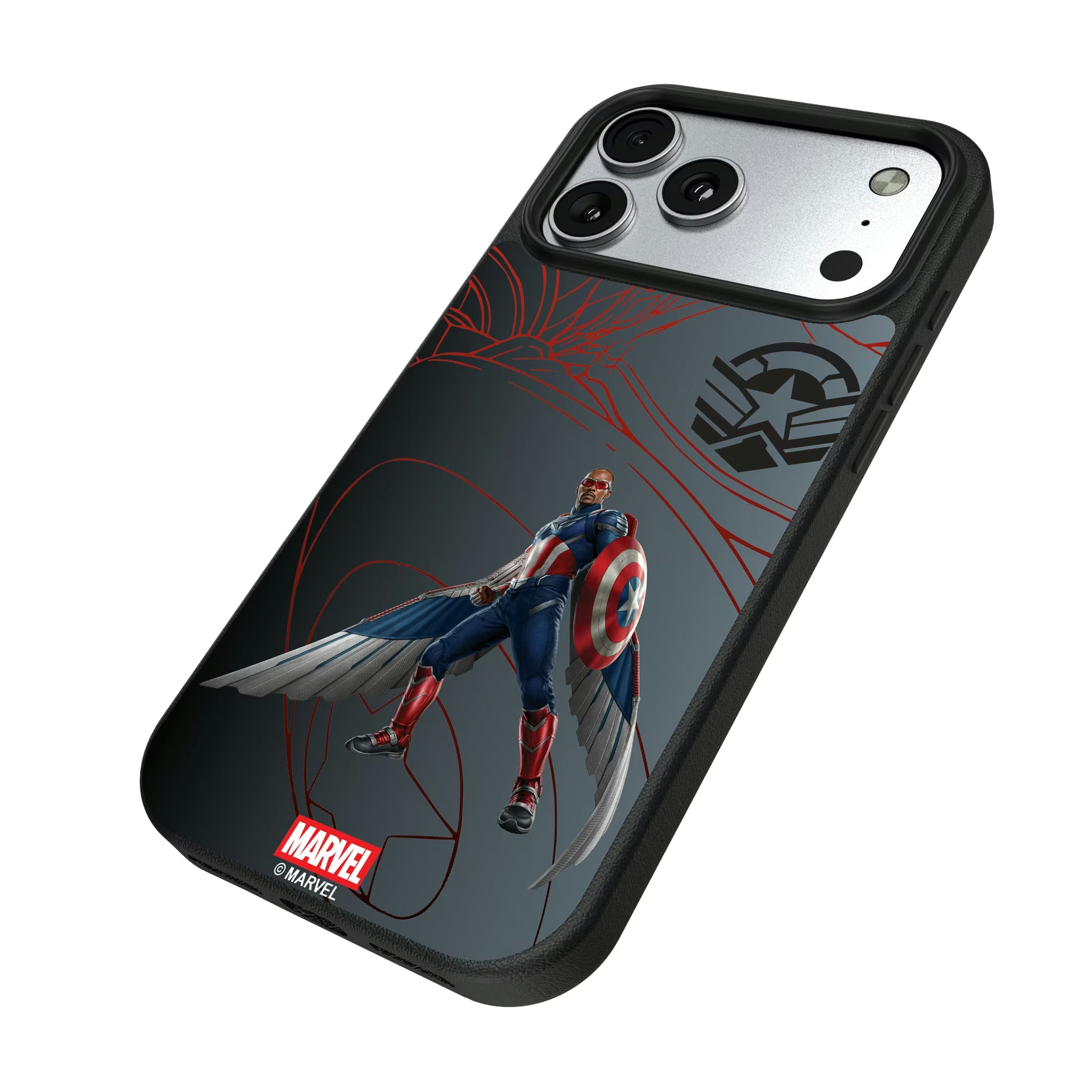 Marvel Avengers Sam Wilson Captain America MechLine iPhone MagSafe Compatible Phone Case for Apple iPhone - Isometric View#Device_iPhone 17 Pro Max
