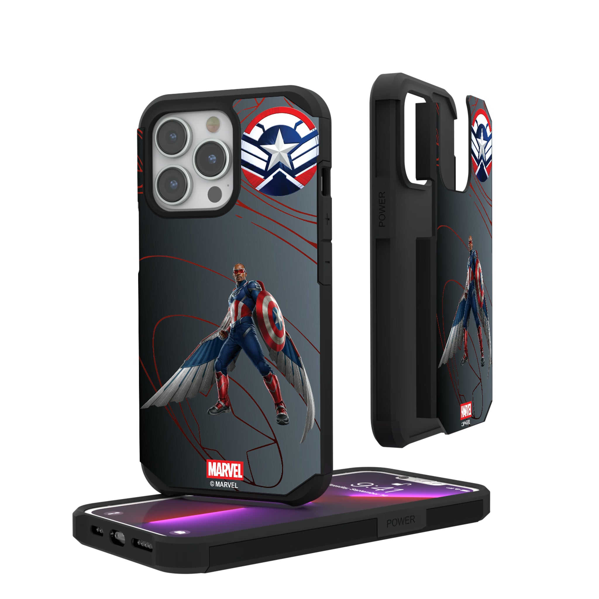 Marvel Avengers Sam Wilson Captain America MechLine iPhone Rugged Phone Case for Apple iPhone#Device_iPhone 13 Pro