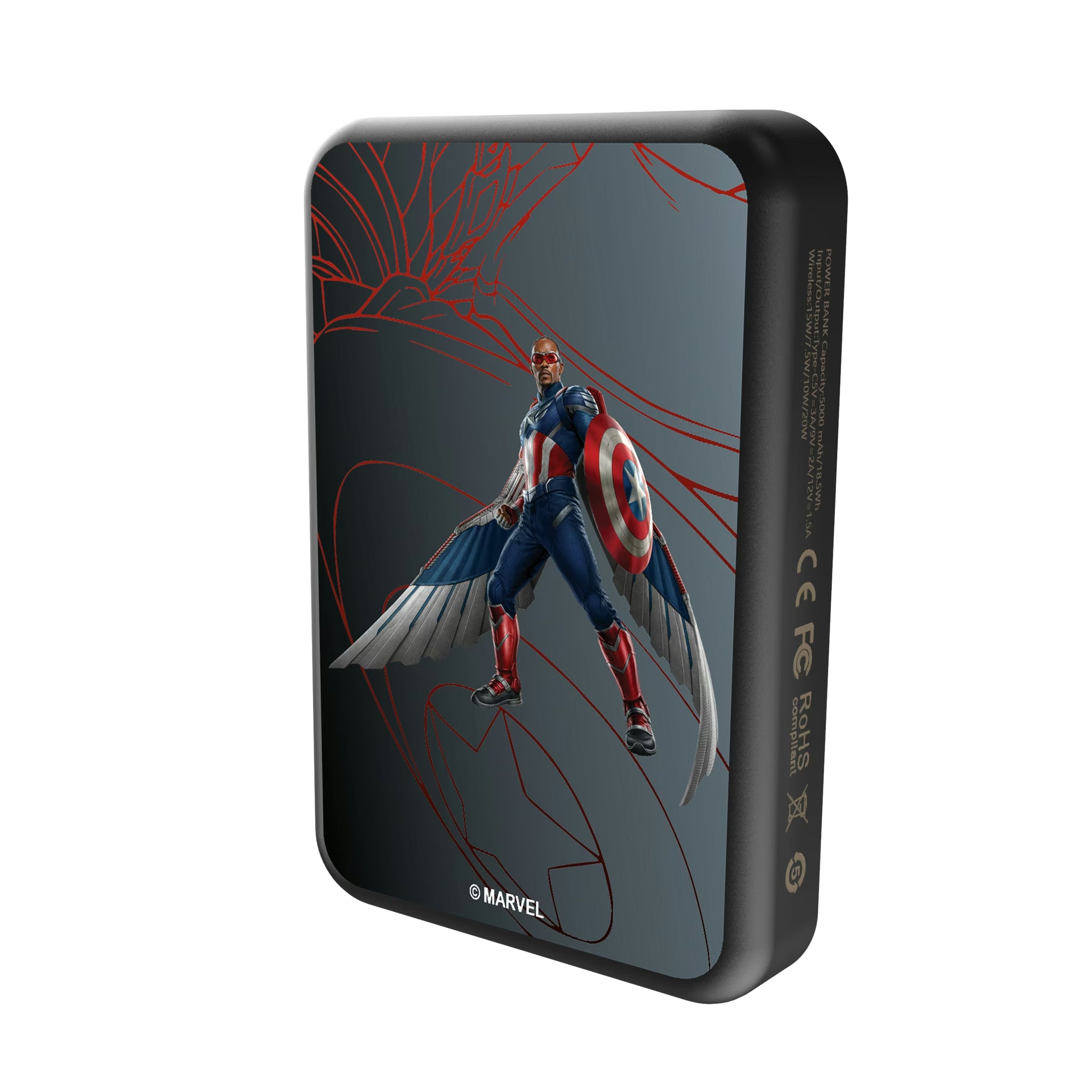Marvel Avengers Sam Wilson Captain America MechLine Wireless Mag Power Bank