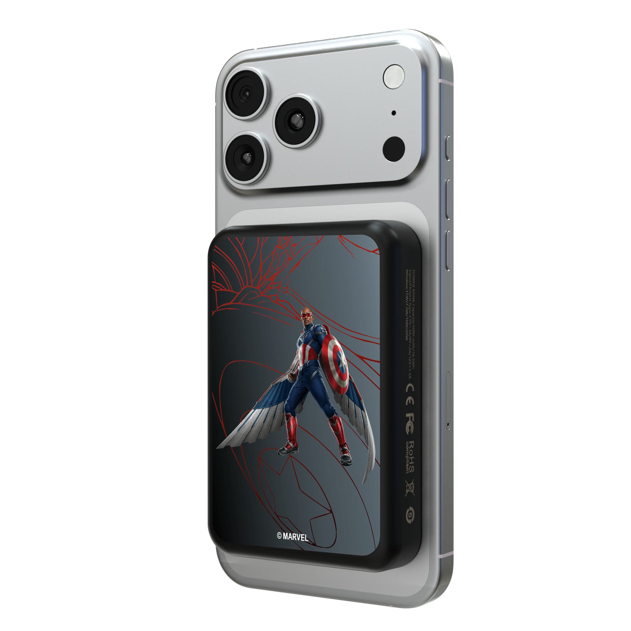 Marvel Avengers Sam Wilson Captain America MechLine Wireless Mag Power Bank