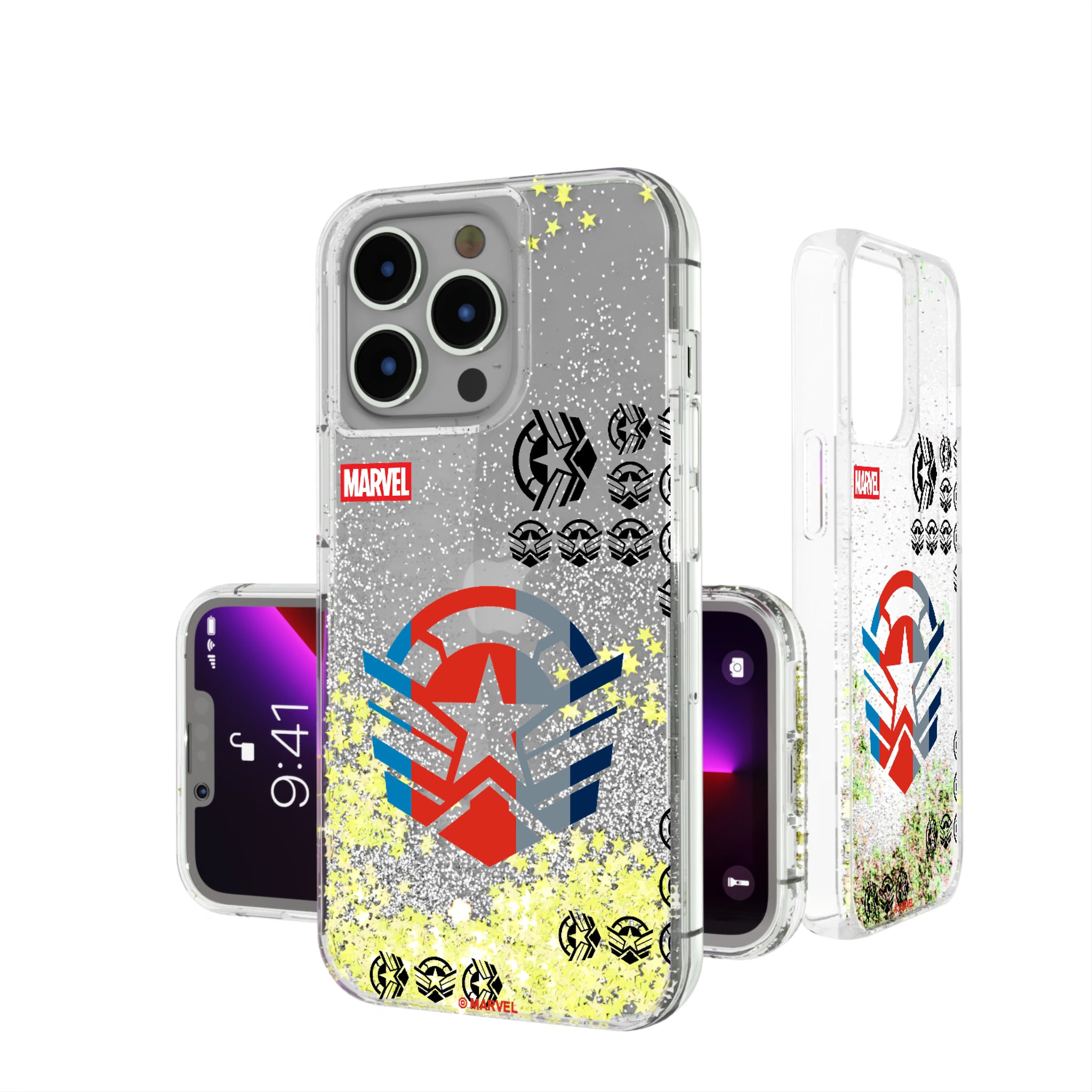 Marvel Avengers Sam Wilson Captain America Sigil iPhone Glitter Phone Case for Apple iPhone