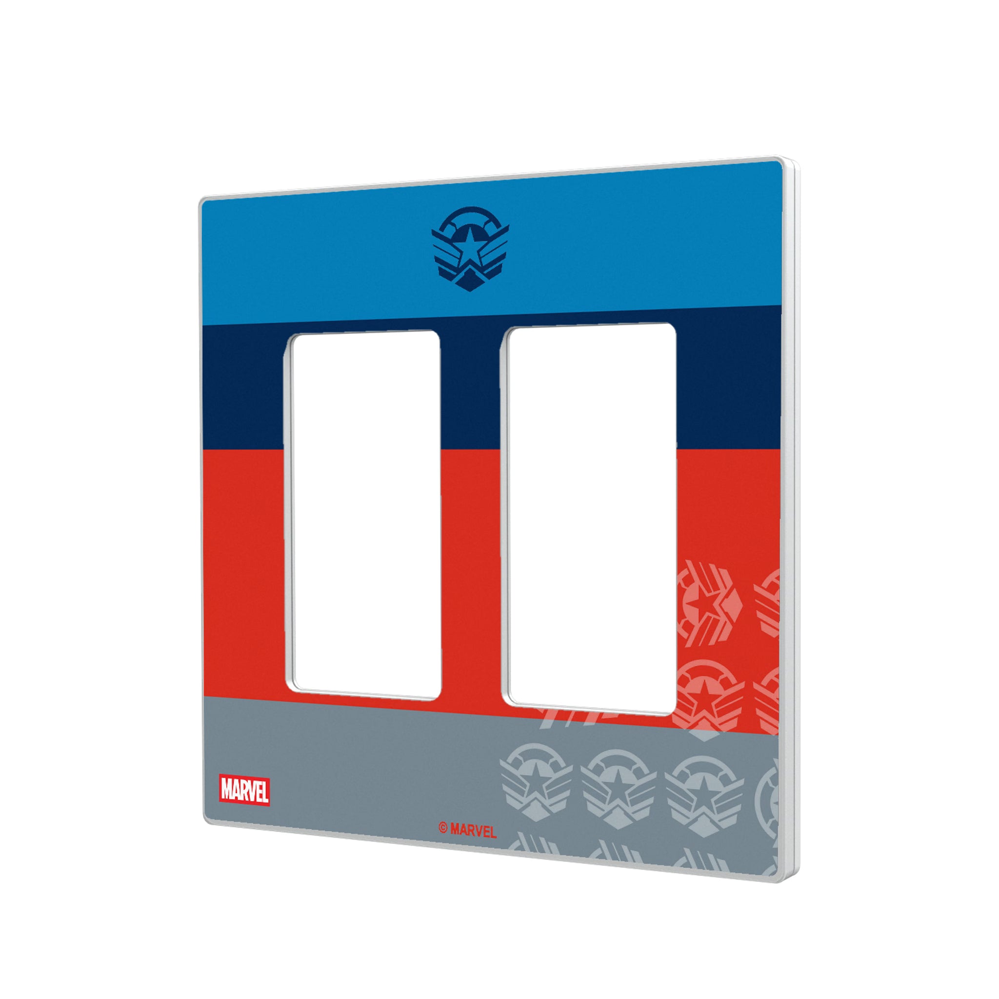 Marvel Avengers Sam Wilson Captain America Sigil Hidden-Screw Light Switch Plate#Style_Double Rocker