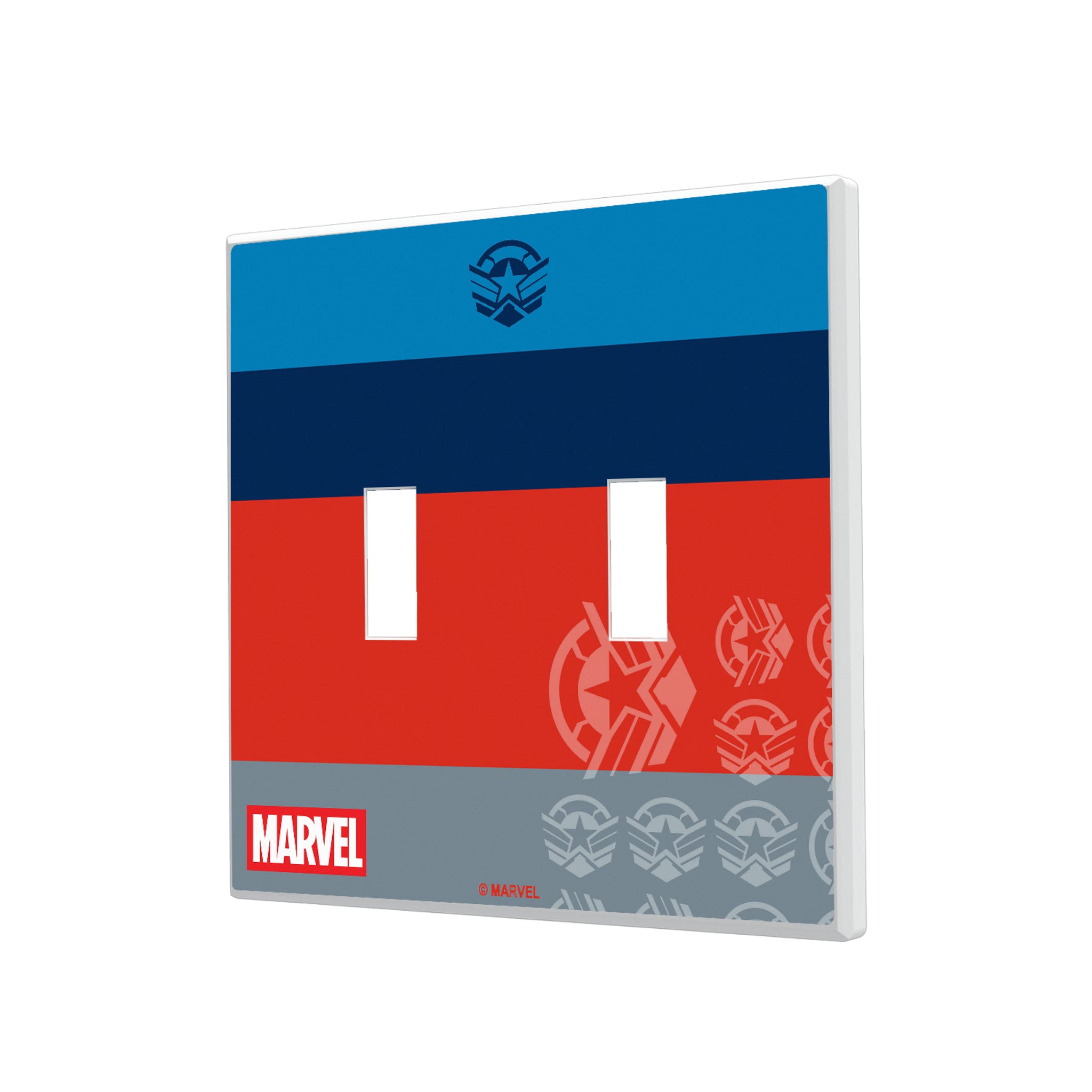 Marvel Avengers Sam Wilson Captain America Sigil Hidden-Screw Light Switch Plate#Style_Double Toggle