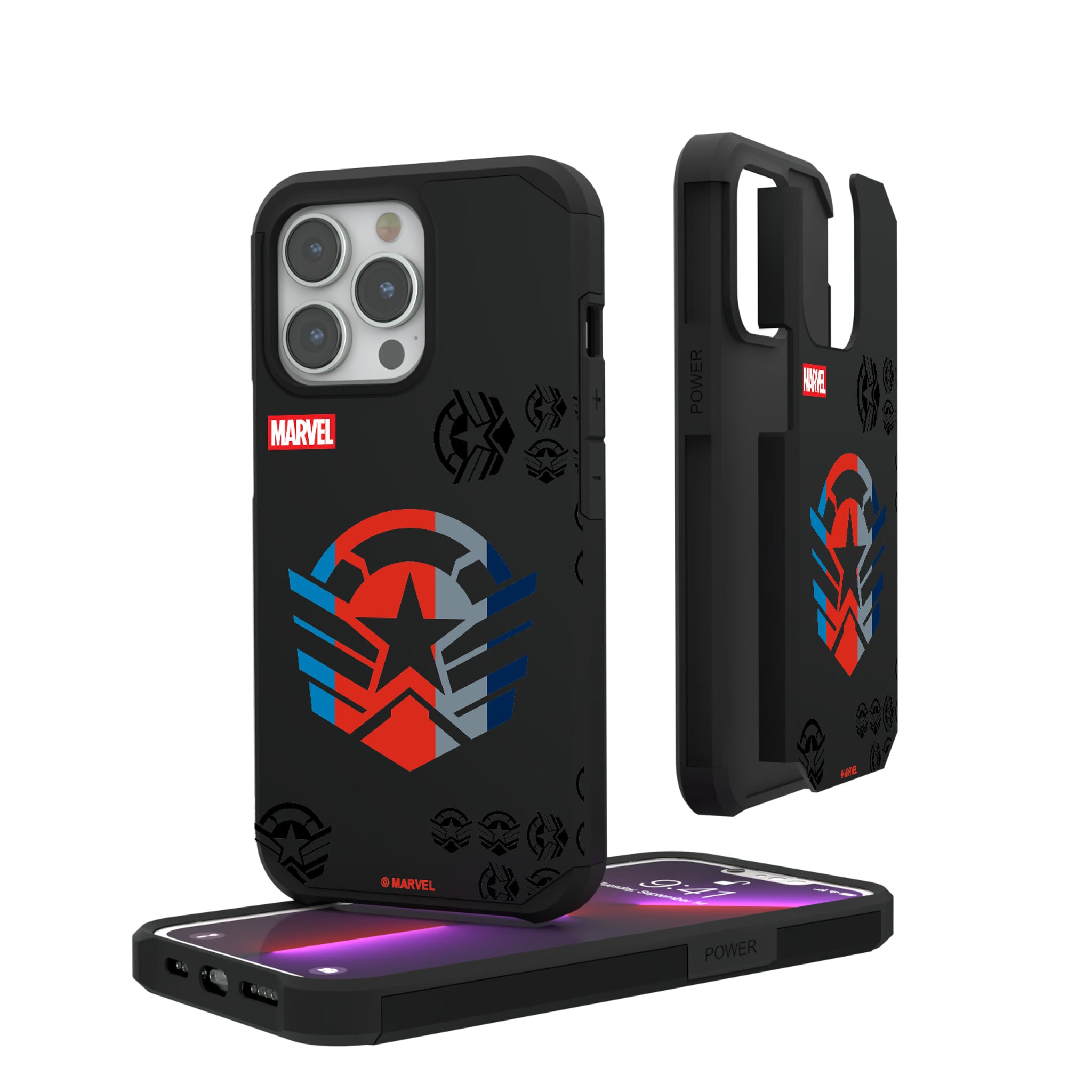 Marvel Avengers Sam Wilson Captain America Sigil iPhone Rugged Phone Case for Apple iPhone#Device_iPhone 13 Pro