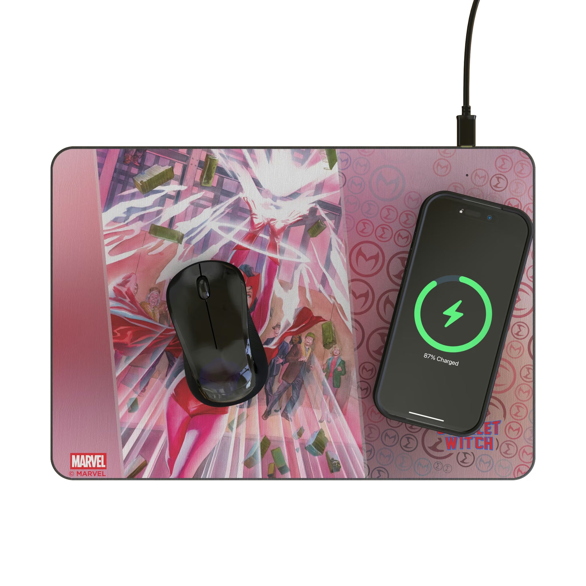 Marvel Avengers Scarlet Witch Cover Art 15-Watt Wireless Charger and Mouse Pad - Lifestyle