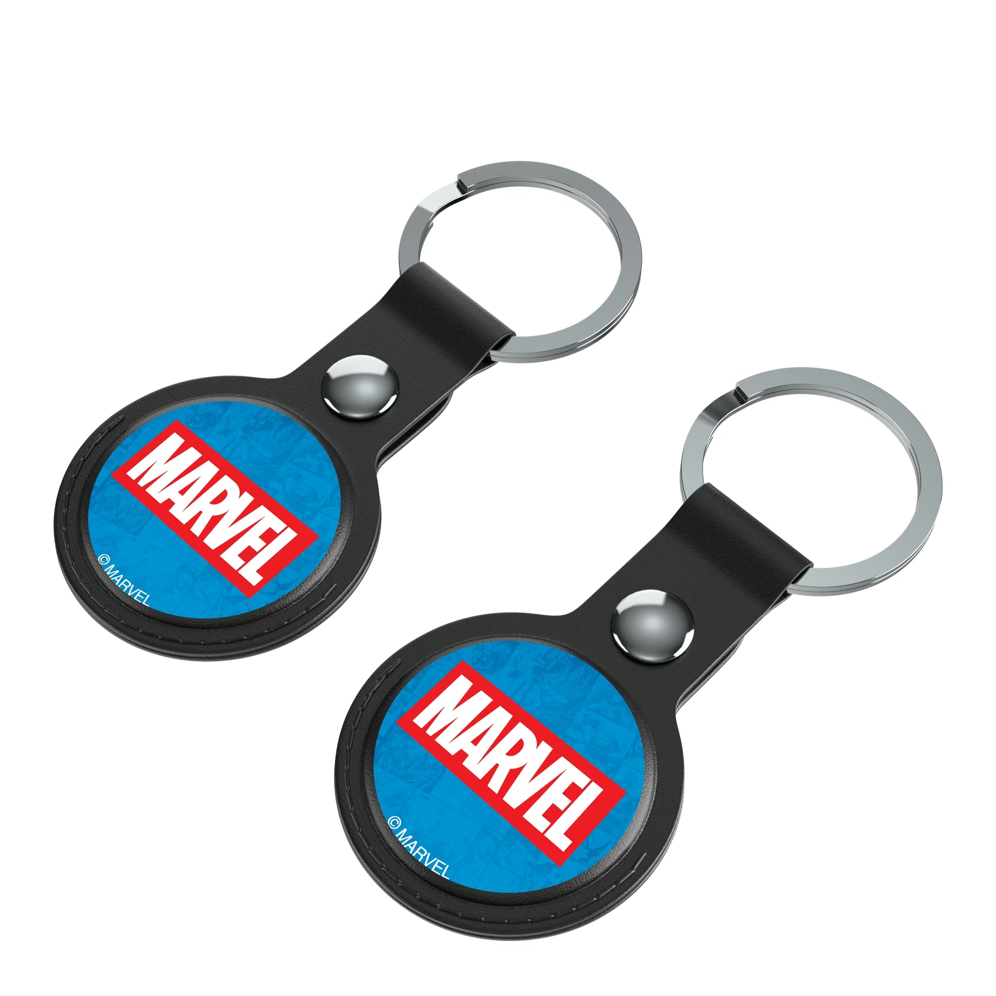 Marvel Comics Marvel Logo AirTag Black Airtag Holder 2-Pack - Isometric View