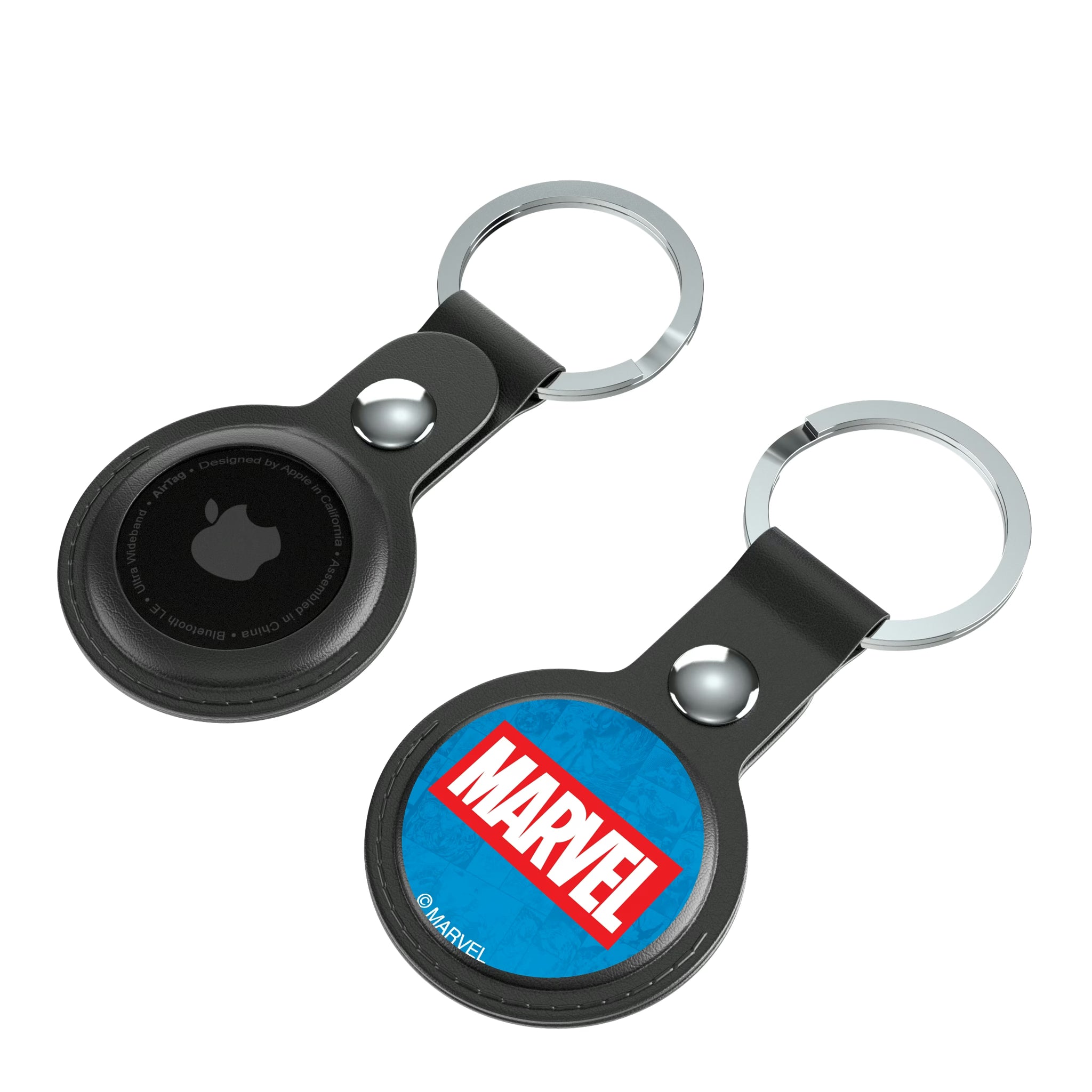 Marvel Comics Marvel Logo AirTag Black Airtag Holder 2-Pack - Isometric View