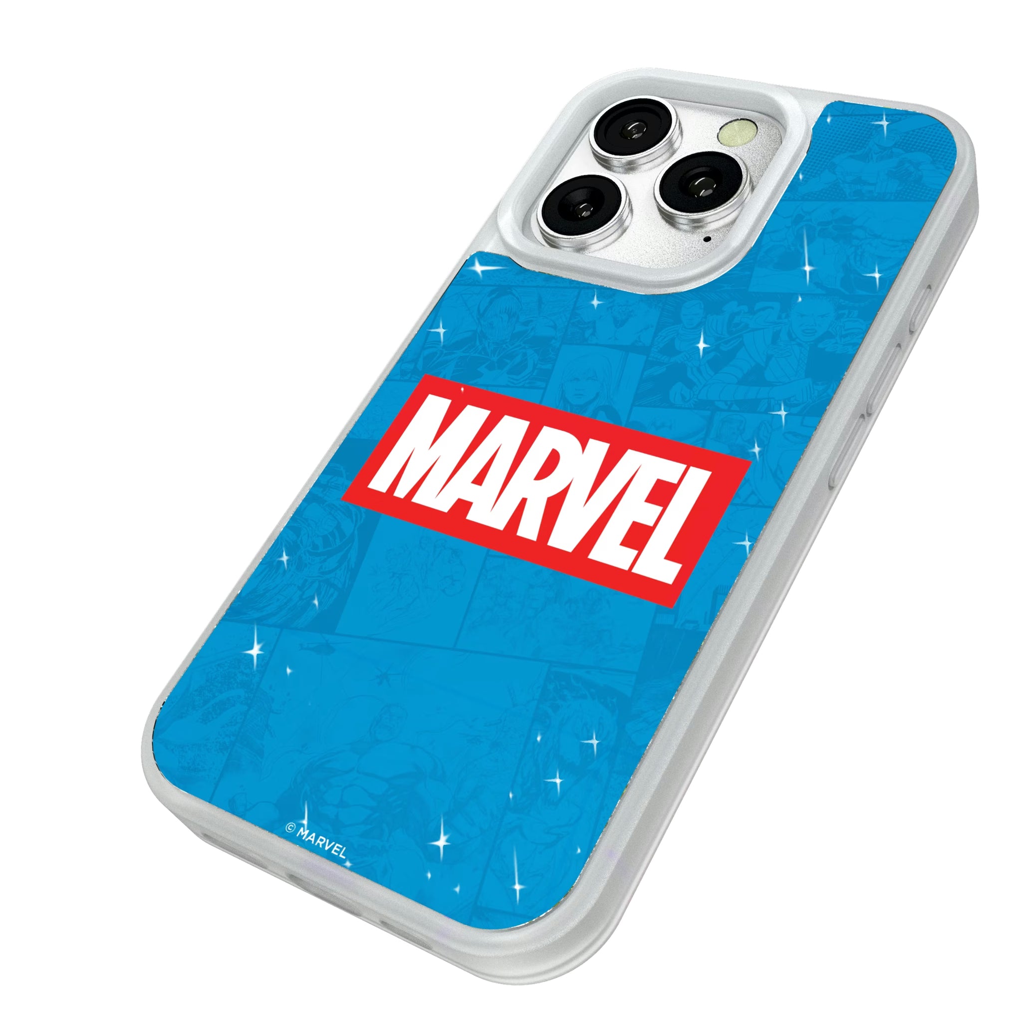 Marvel Comics Marvel Logo iPhone Glitter Phone Case for Apple iPhone - Isometric View#Device_iPhone 16 Pro