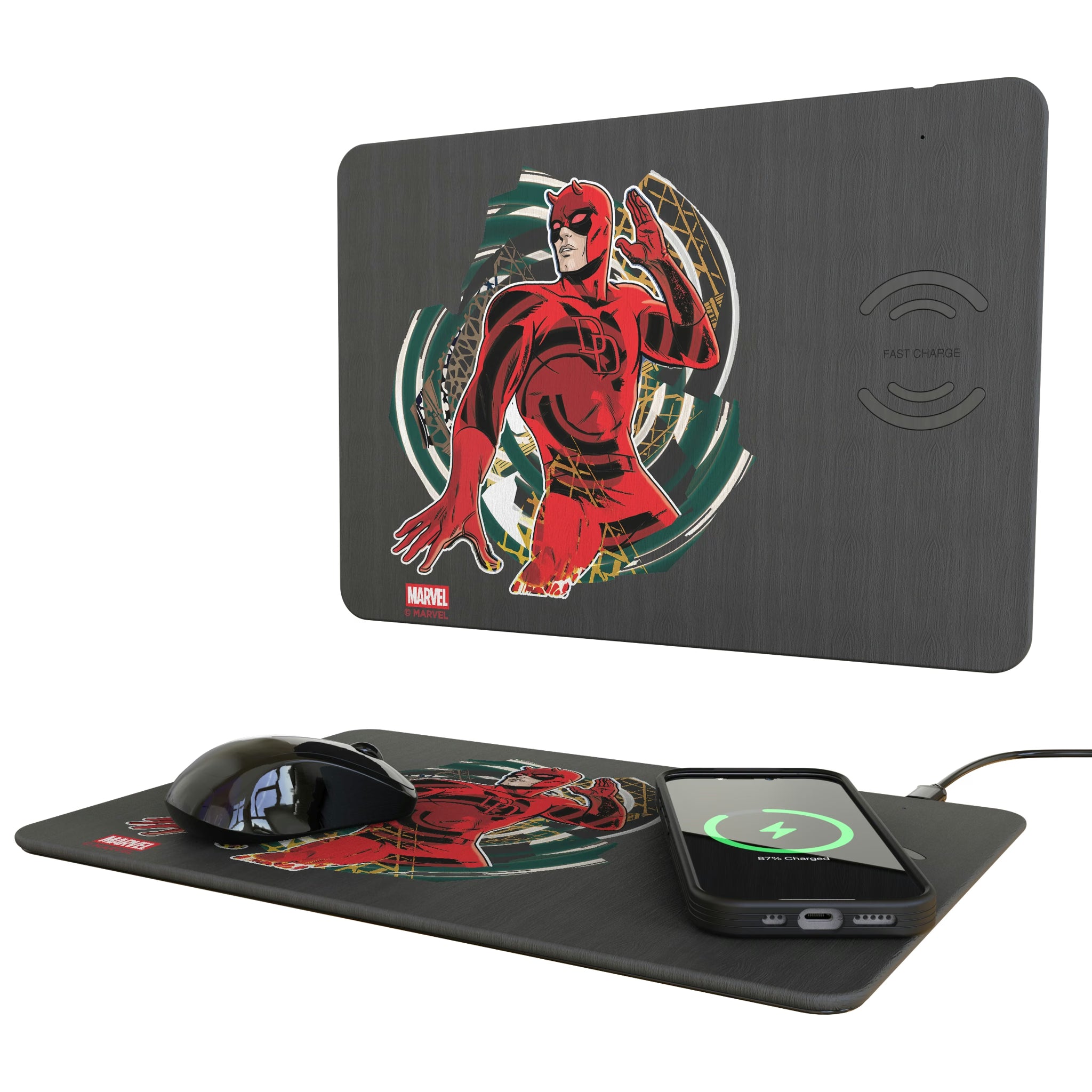 Marvel Daredevil Badge 15-Watt Wireless Charger and Mouse Pad