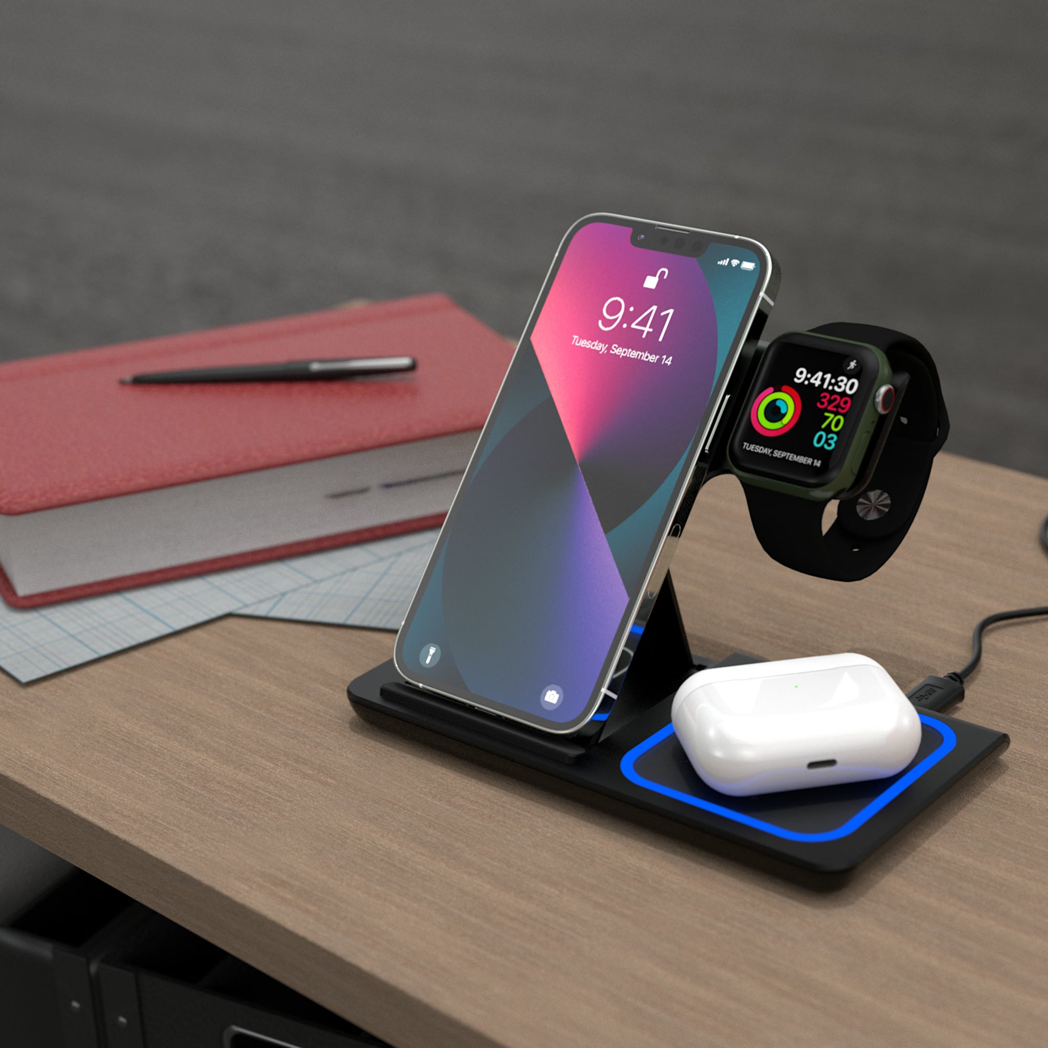 Marvel Daredevil Badge 3 in 1 Charging Station - Lifestyle