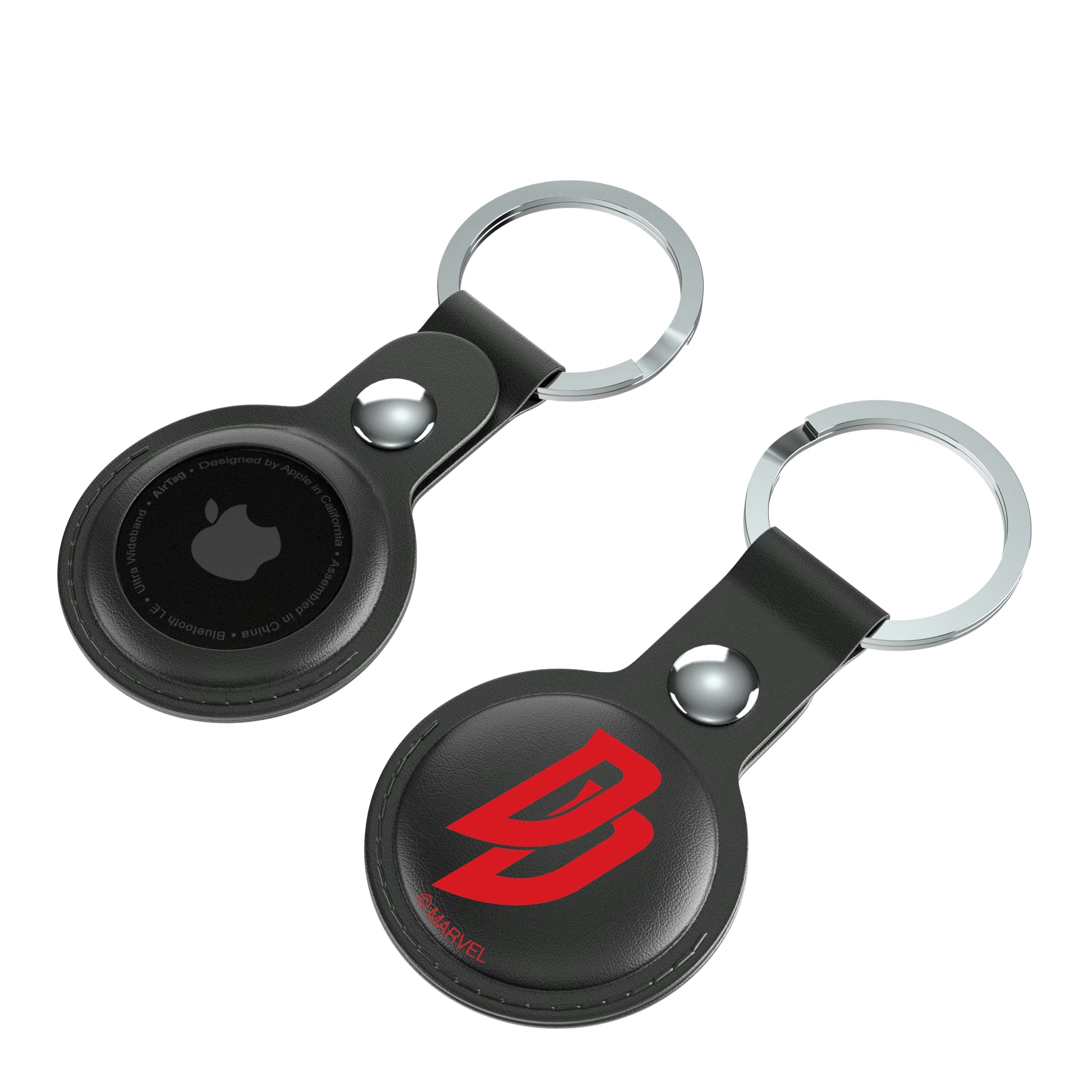 Marvel Daredevil Badge AirTag Black Airtag Holder 2-Pack - Isometric View