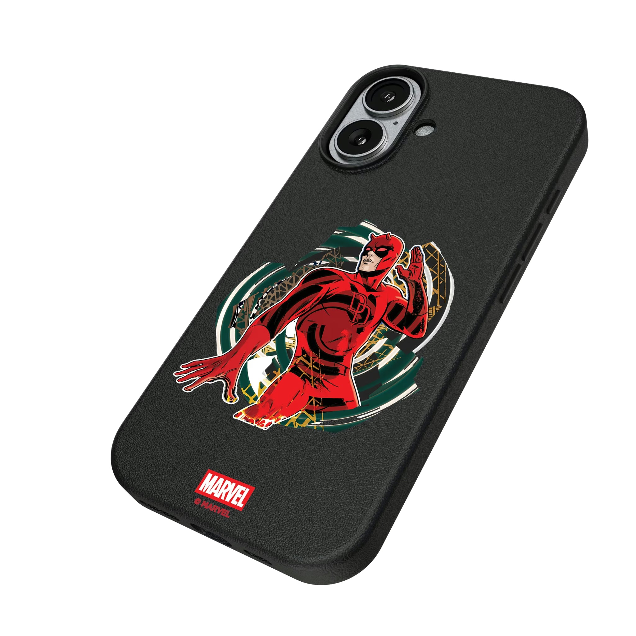 Marvel Daredevil Badge iPhone MagSafe Compatible Phone Case for Apple iPhone - Isometric View#Device_iPhone 17
