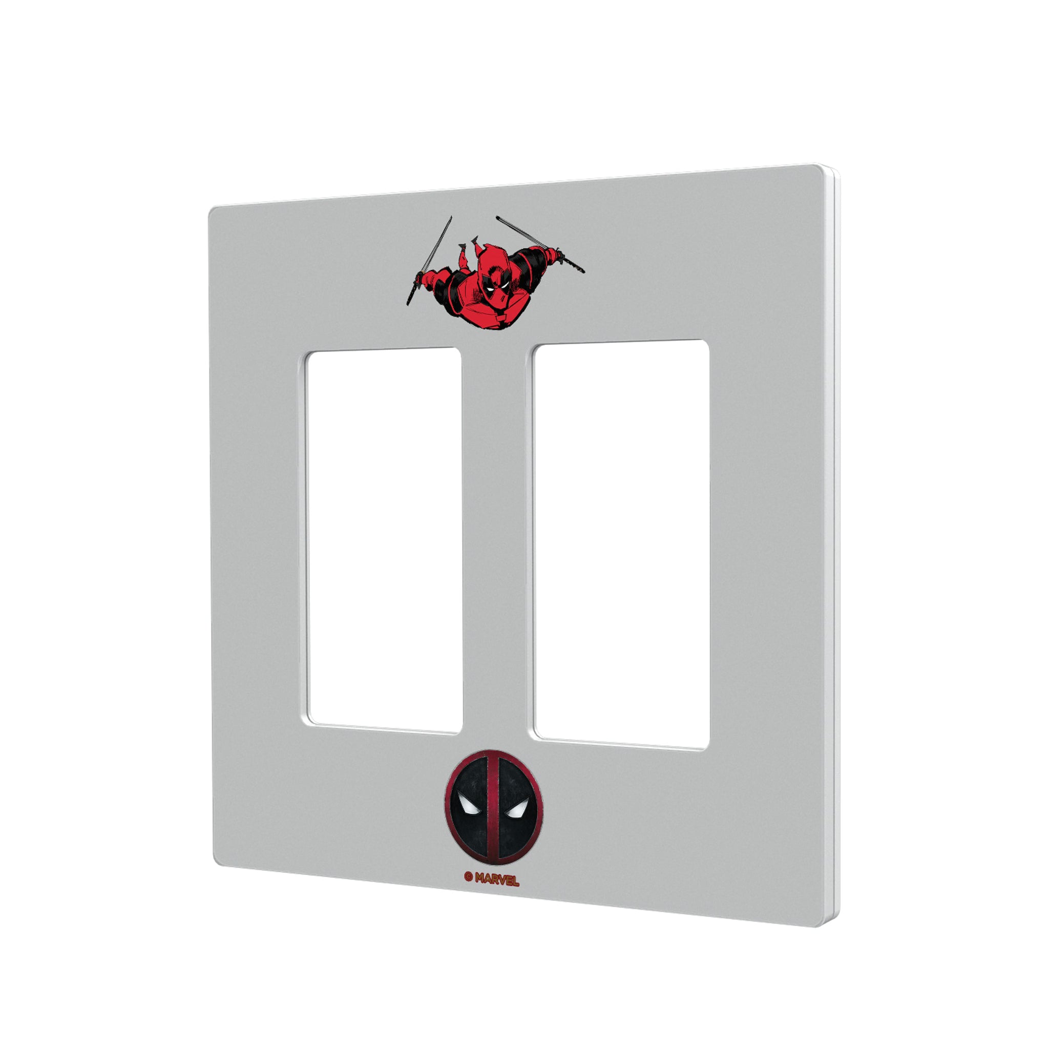 Marvel Deadpool Badge Hidden-Screw Light Switch Plate#Style_Double Rocker