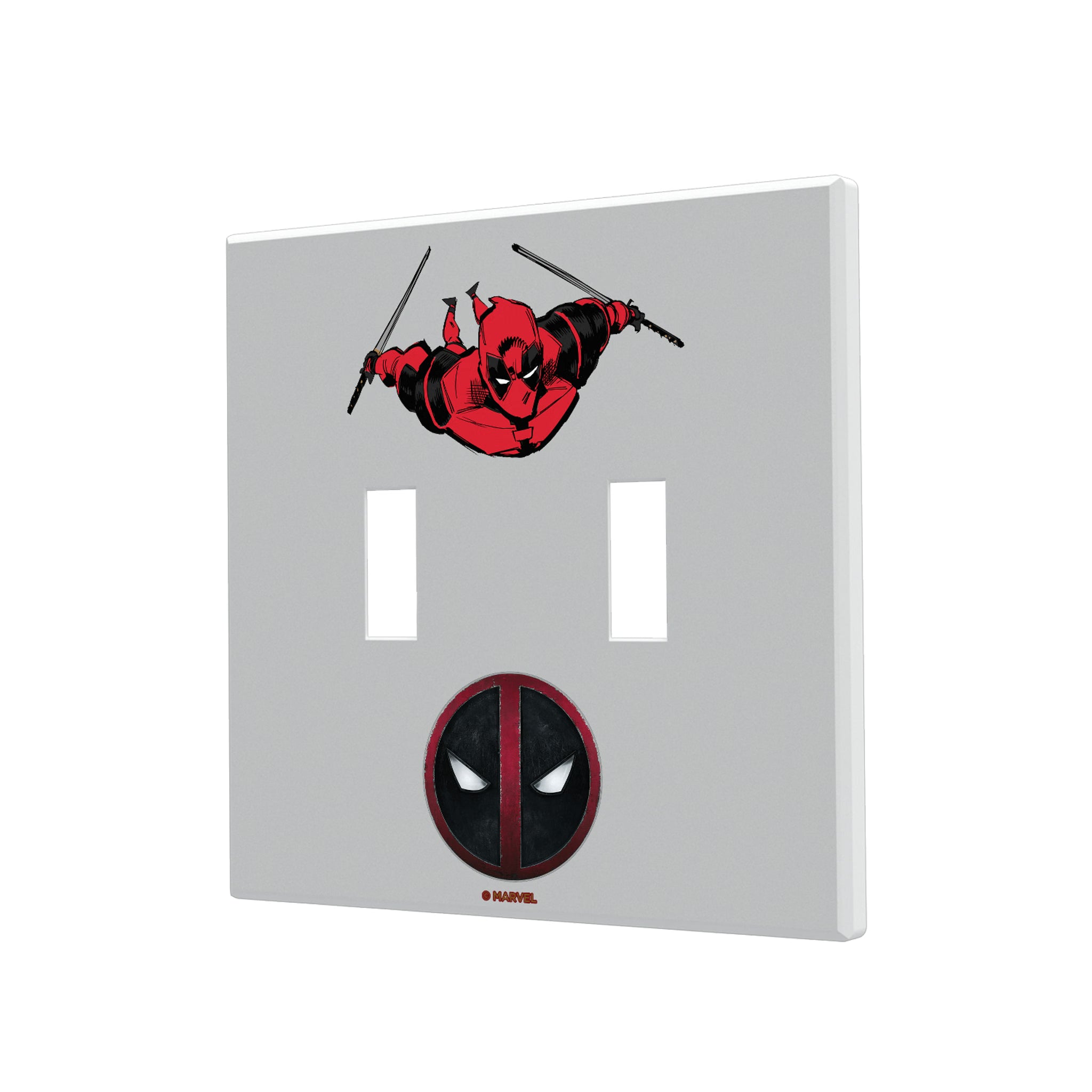 Marvel Deadpool Badge Hidden-Screw Light Switch Plate#Style_Double Toggle