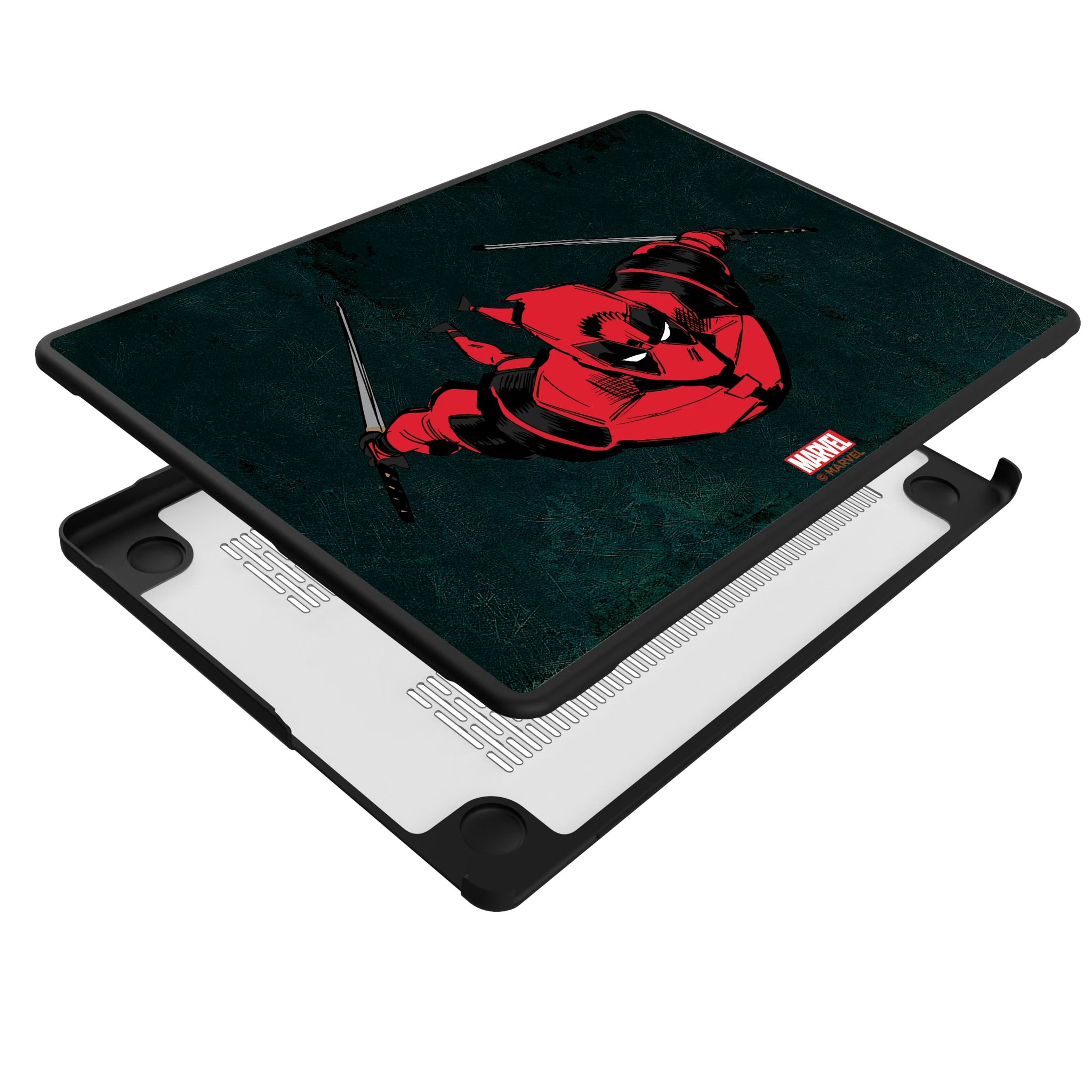 Marvel Deadpool Badge MacBook Laptop Case for Apple MacBook - Isometric View#Device_MacBook Pro (14-inch, 2021) / MacBook Pro (14-inch, 2023) / MacBook Pro (14-inch, 2024)