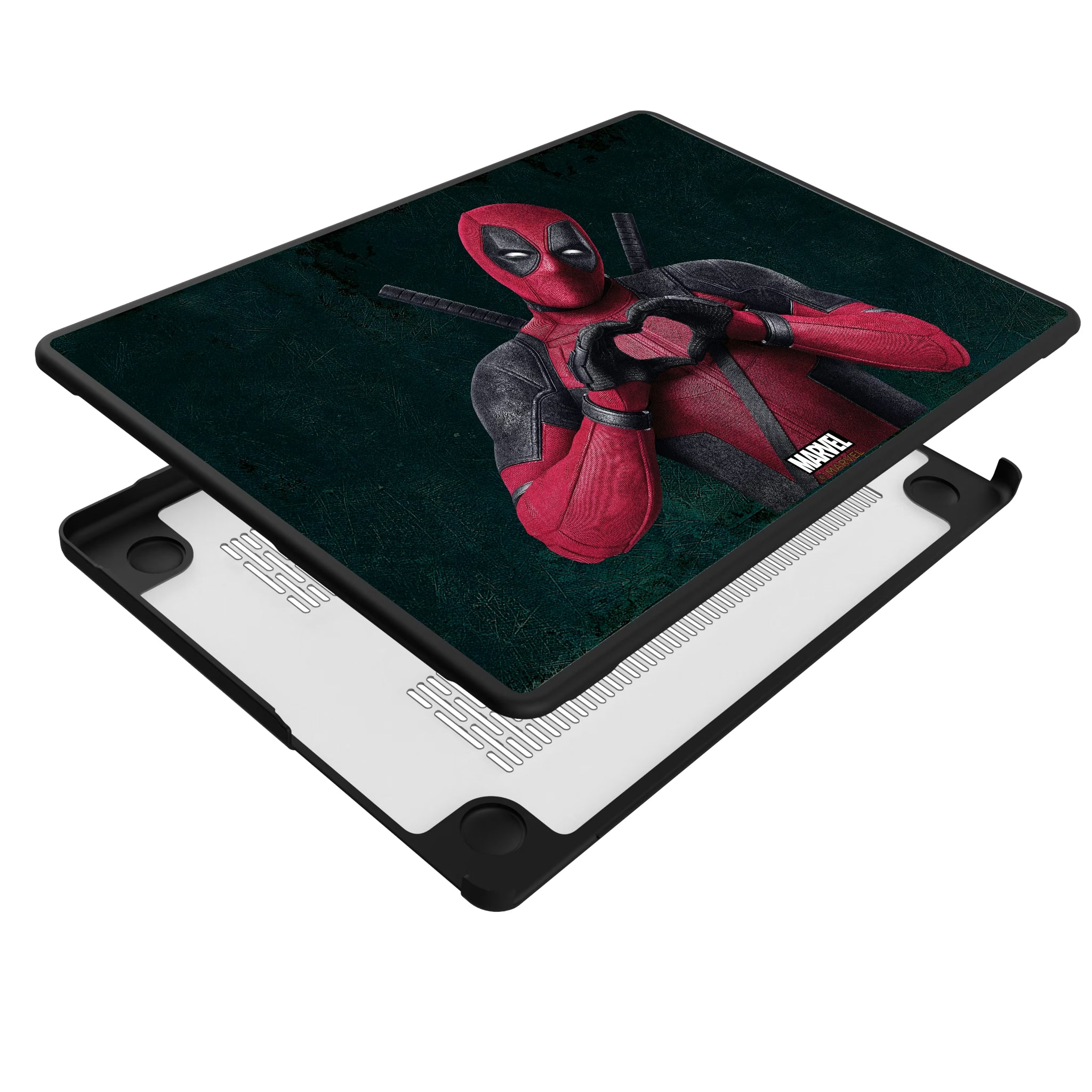 Marvel Deadpool Badge MacBook Laptop Case for Apple MacBook - Isometric View#Device_MacBook Pro (14-inch, 2021) / MacBook Pro (14-inch, 2023) / MacBook Pro (14-inch, 2024)