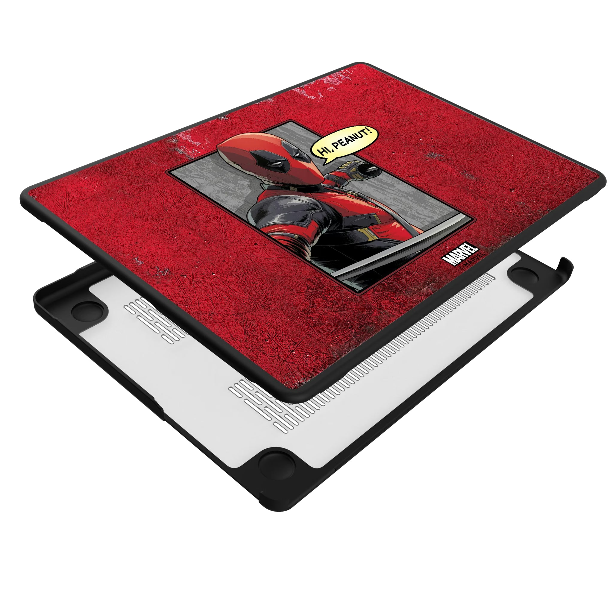 Marvel Deadpool Badge MacBook Laptop Case for Apple MacBook - Isometric View#Device_MacBook Pro (14-inch, 2021) / MacBook Pro (14-inch, 2023) / MacBook Pro (14-inch, 2024)