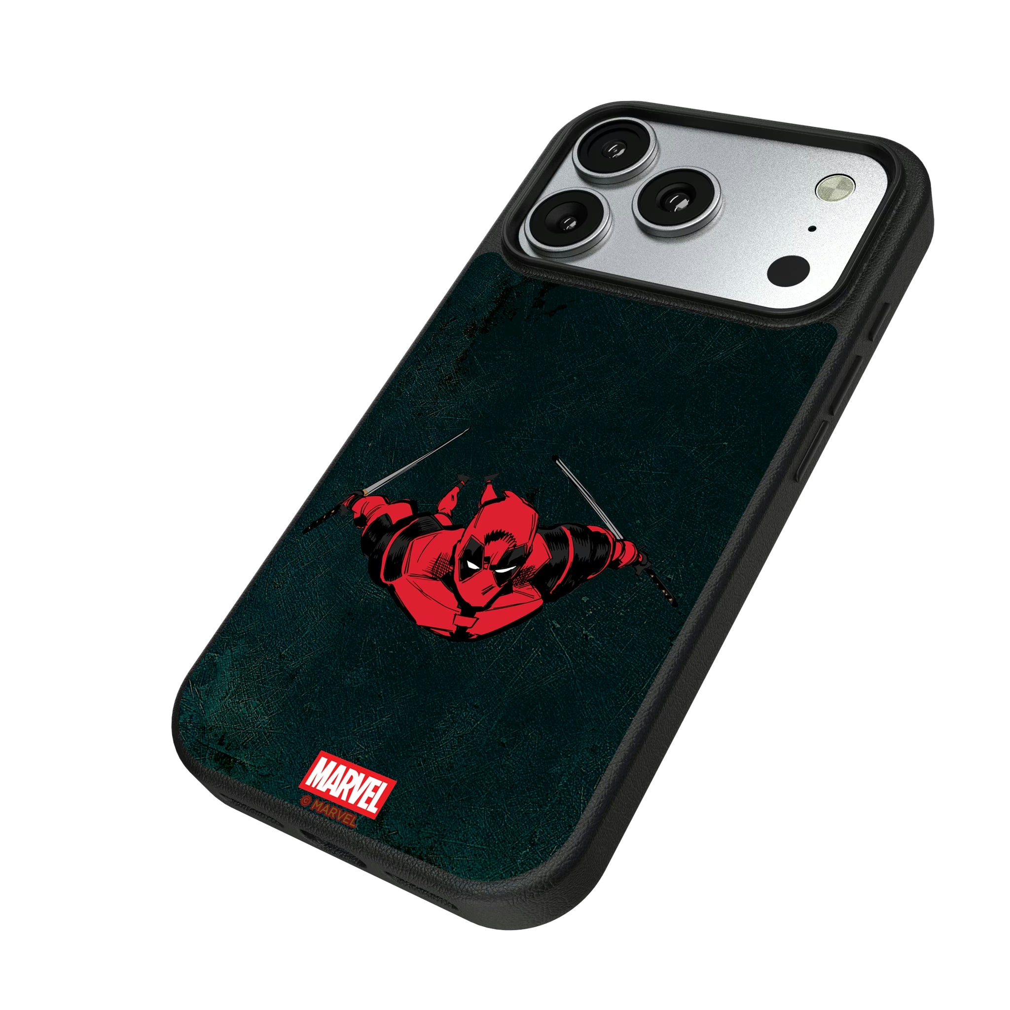 Marvel Deadpool Badge iPhone MagSafe Compatible Phone Case for Apple iPhone - Isometric View#Device_iPhone 17 Pro