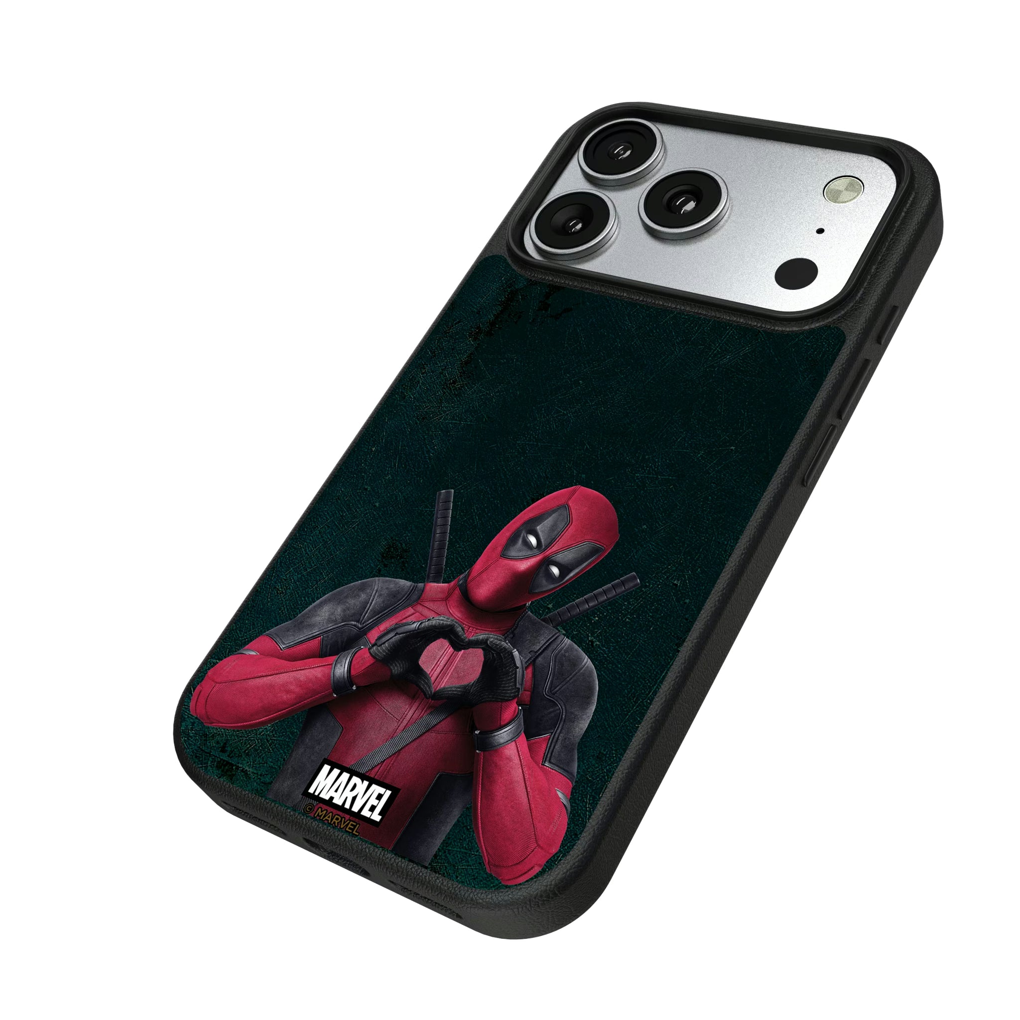 Marvel Deadpool Badge iPhone MagSafe Compatible Phone Case for Apple iPhone - Isometric View#Device_iPhone 17 Pro